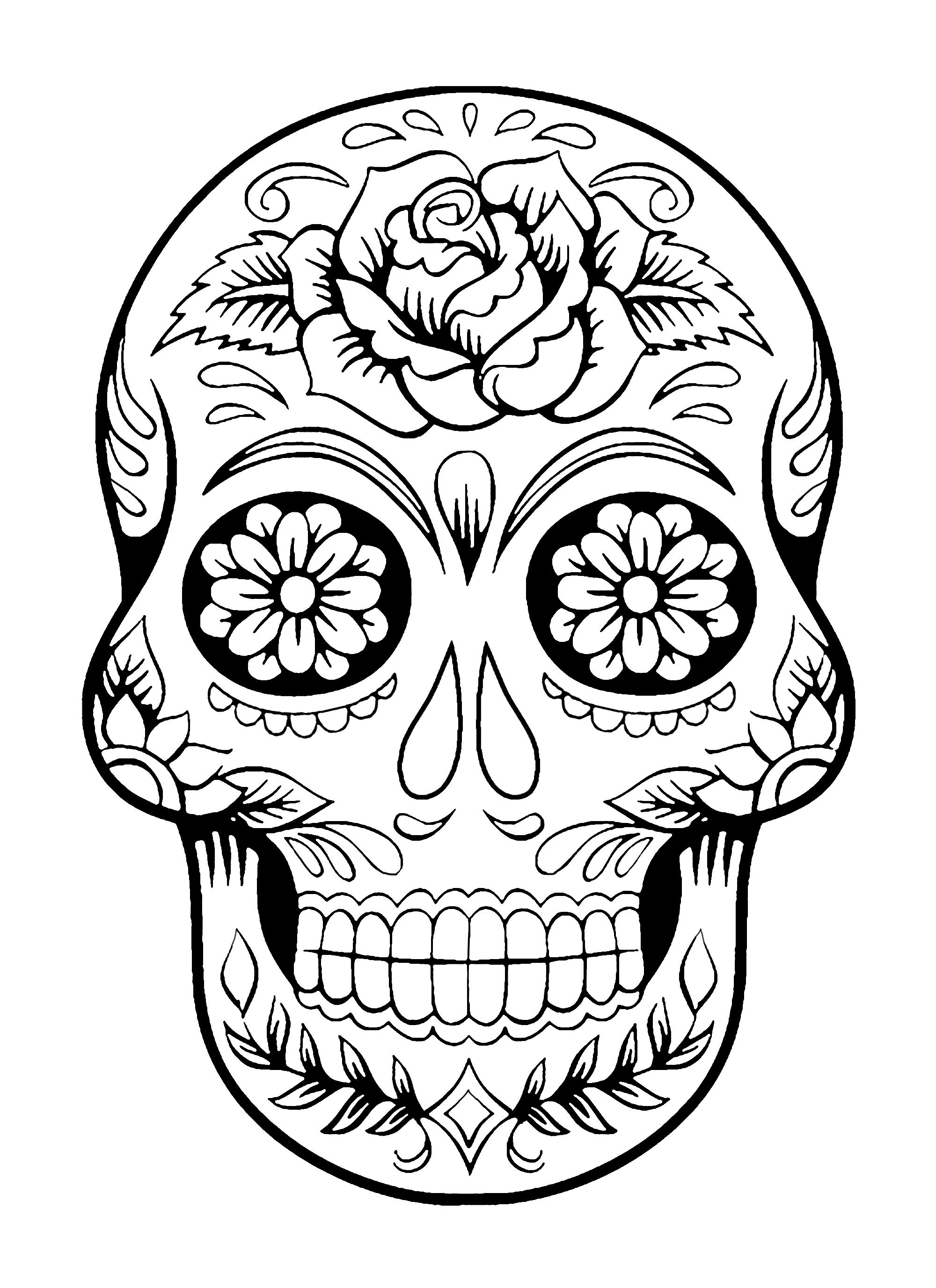 Colorear para adultos  : El Día De Los Muertos - 4, Artista : Art'Isabelle