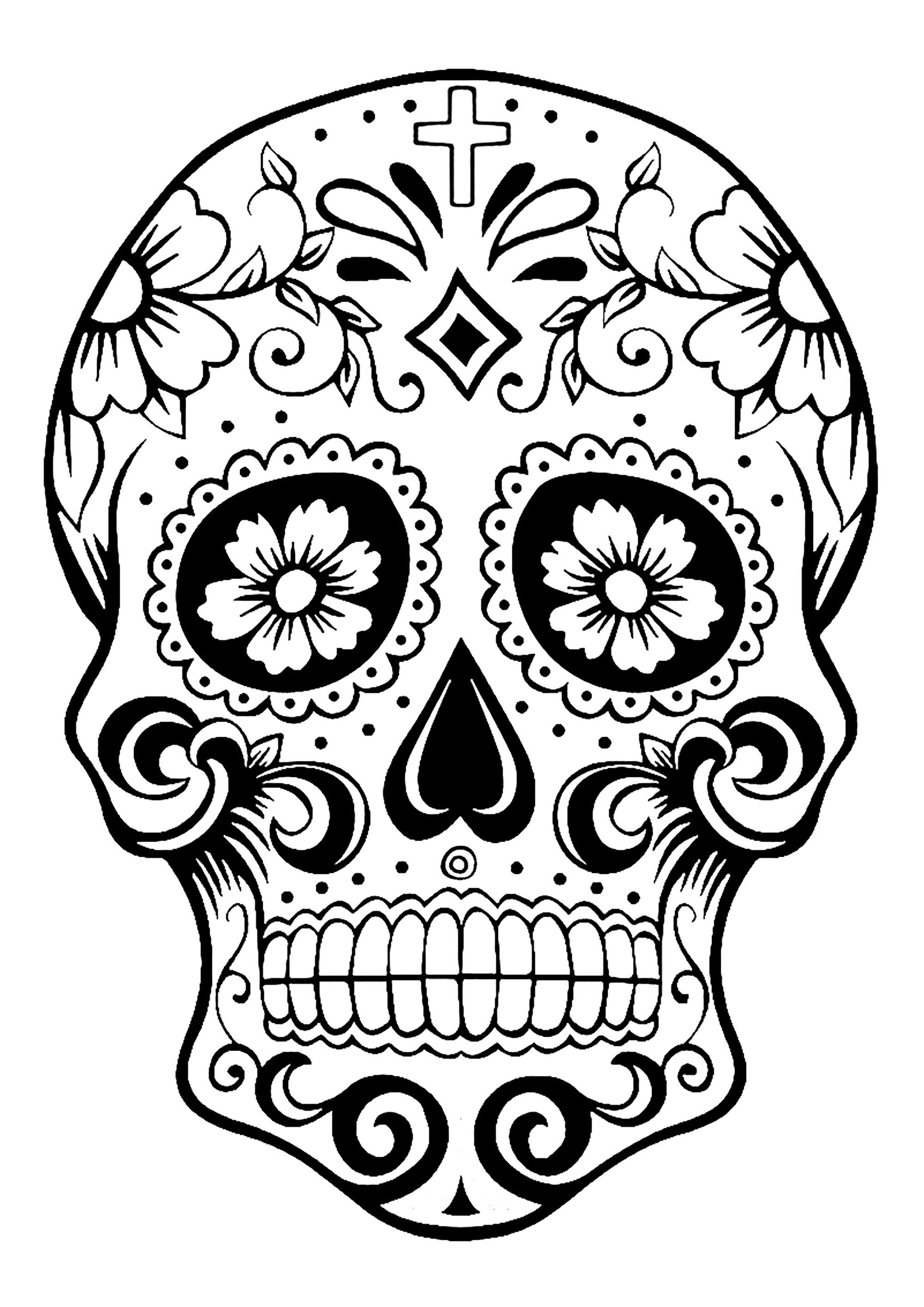 Colorear para adultos  : El Día De Los Muertos - 2, Artista : Art'Isabelle