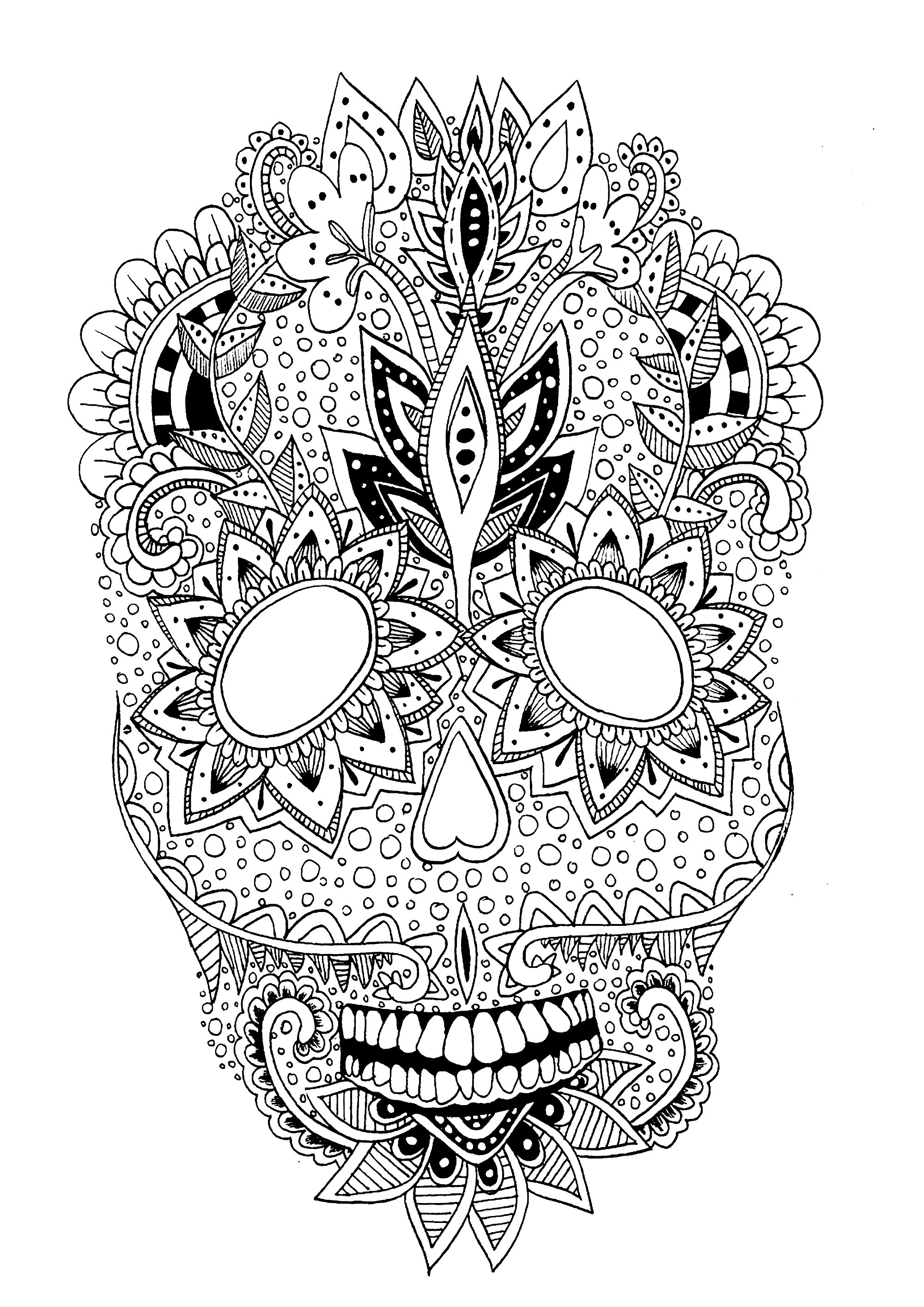 Colorear para adultos  : El Día De Los Muertos - 11, Artista : Rachel