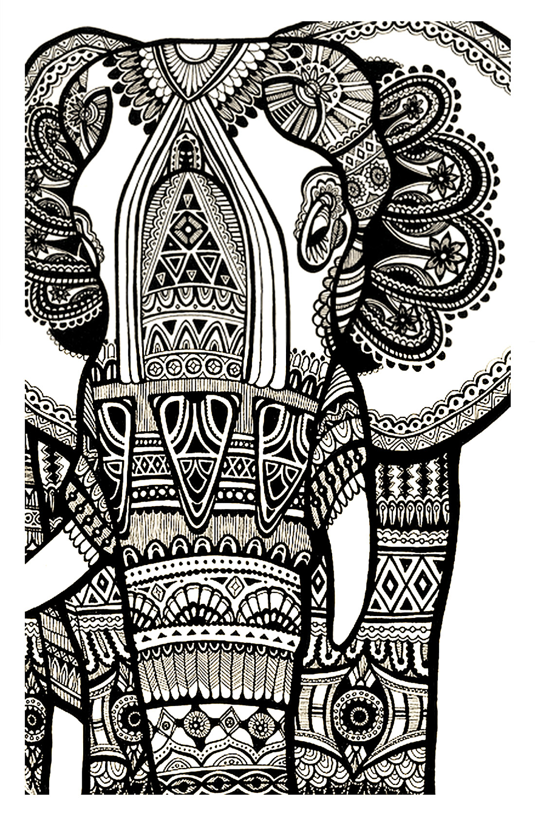 Colorear para adultos  : Elefantes - 3