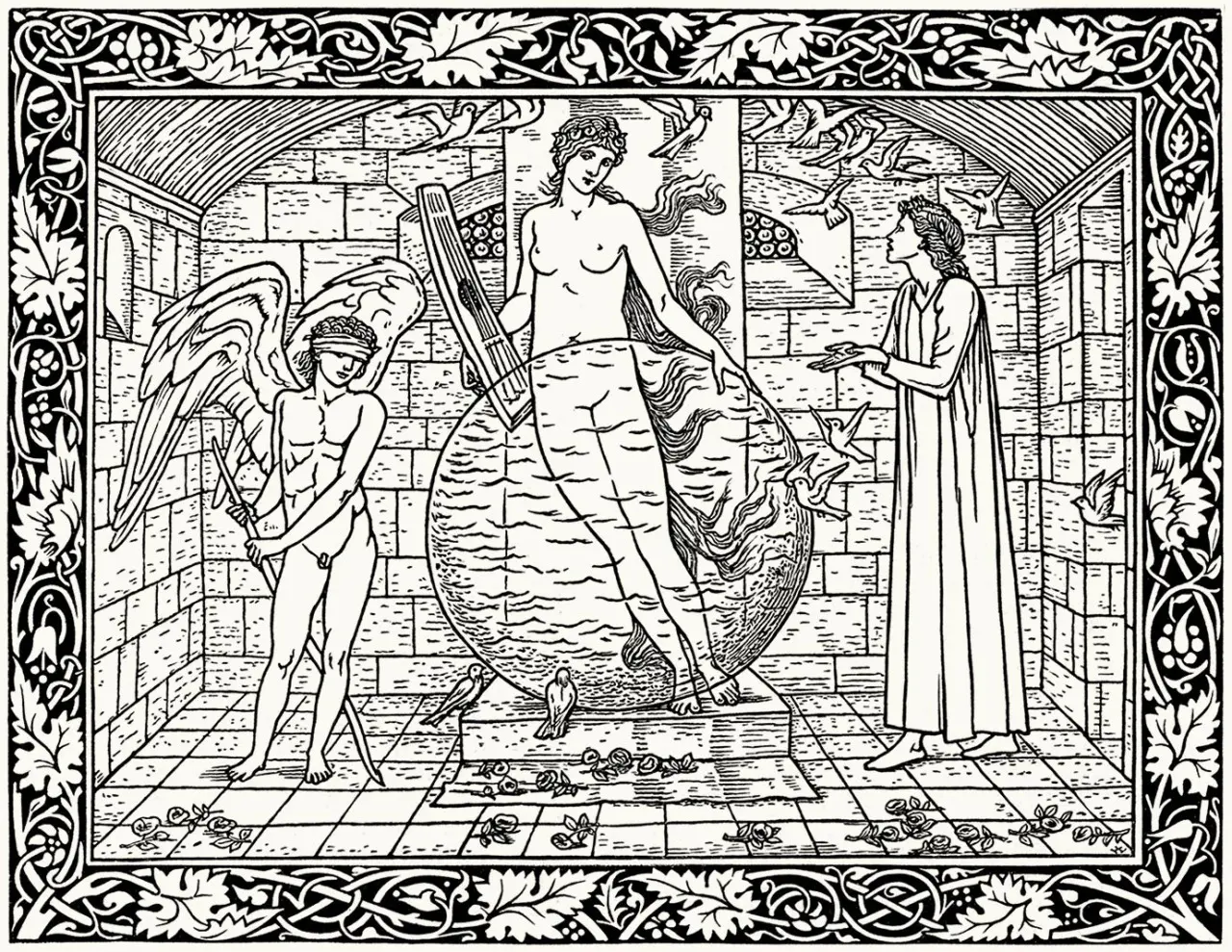 Dibujo de Edward Burne (Página de Grabados para imprimir para adultos)