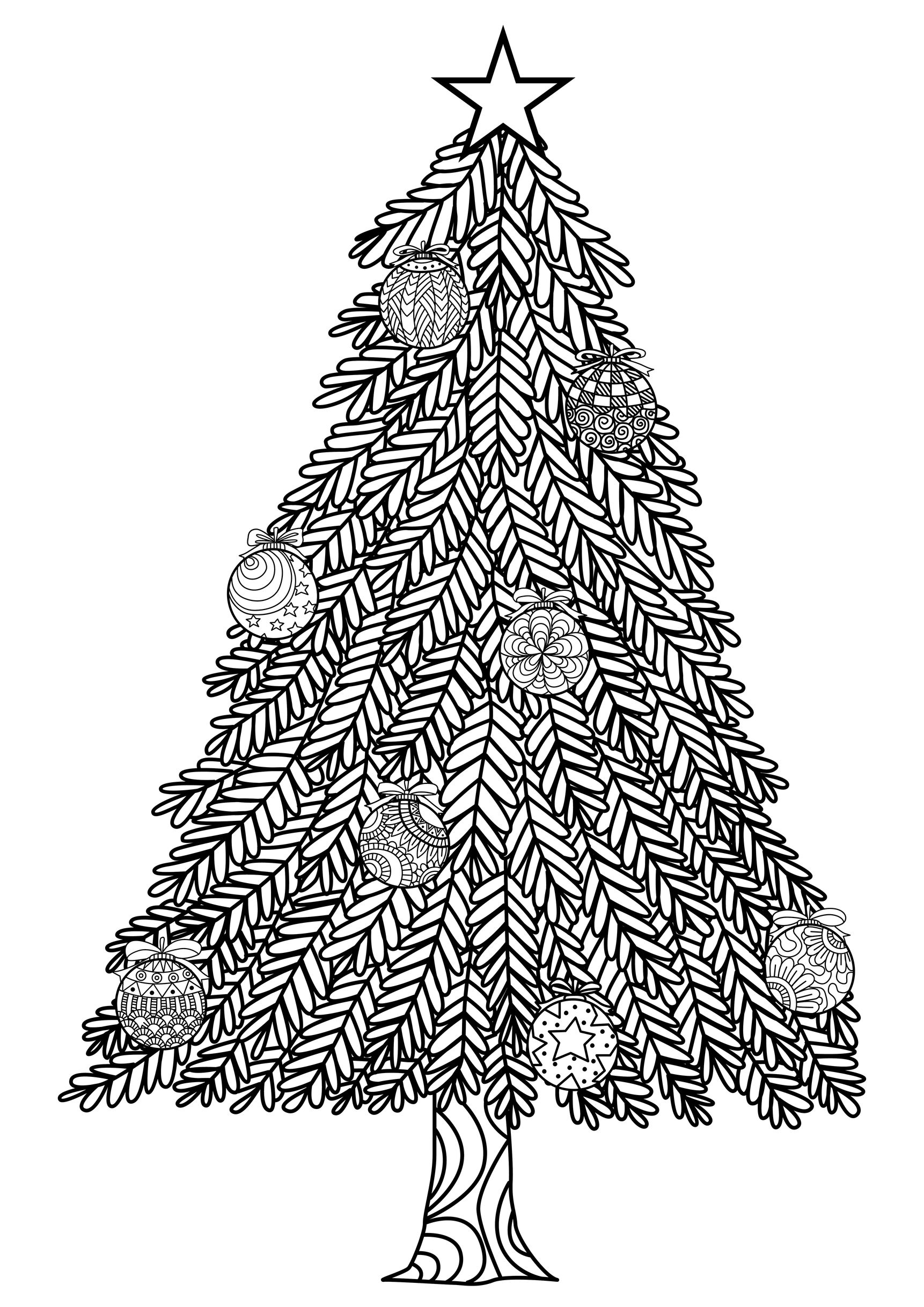 Un árbol de Navidad sencillo: prepara tus marcadores verdes. Esta página para colorear del árbol de Navidad es perfecta para los que se preparan para celebrar las fiestas.Hay muchos detalles en las ramas y las hojas.