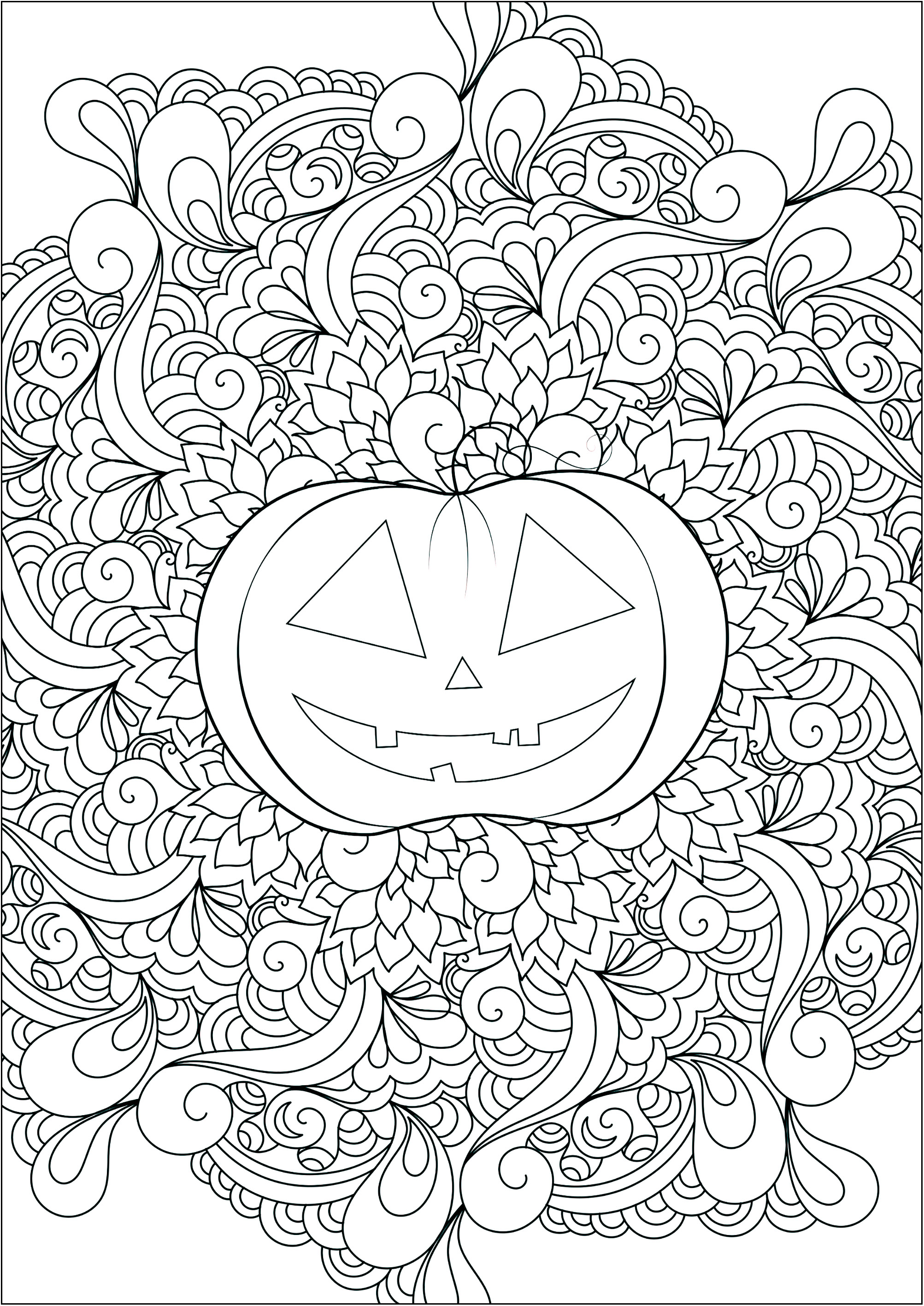 Bonita calabaza con motivos abstractos en el centro. Un libro para colorear perfecto para celebrar Halloween en color .., Origen : 123rf   Artista : Veronikaby