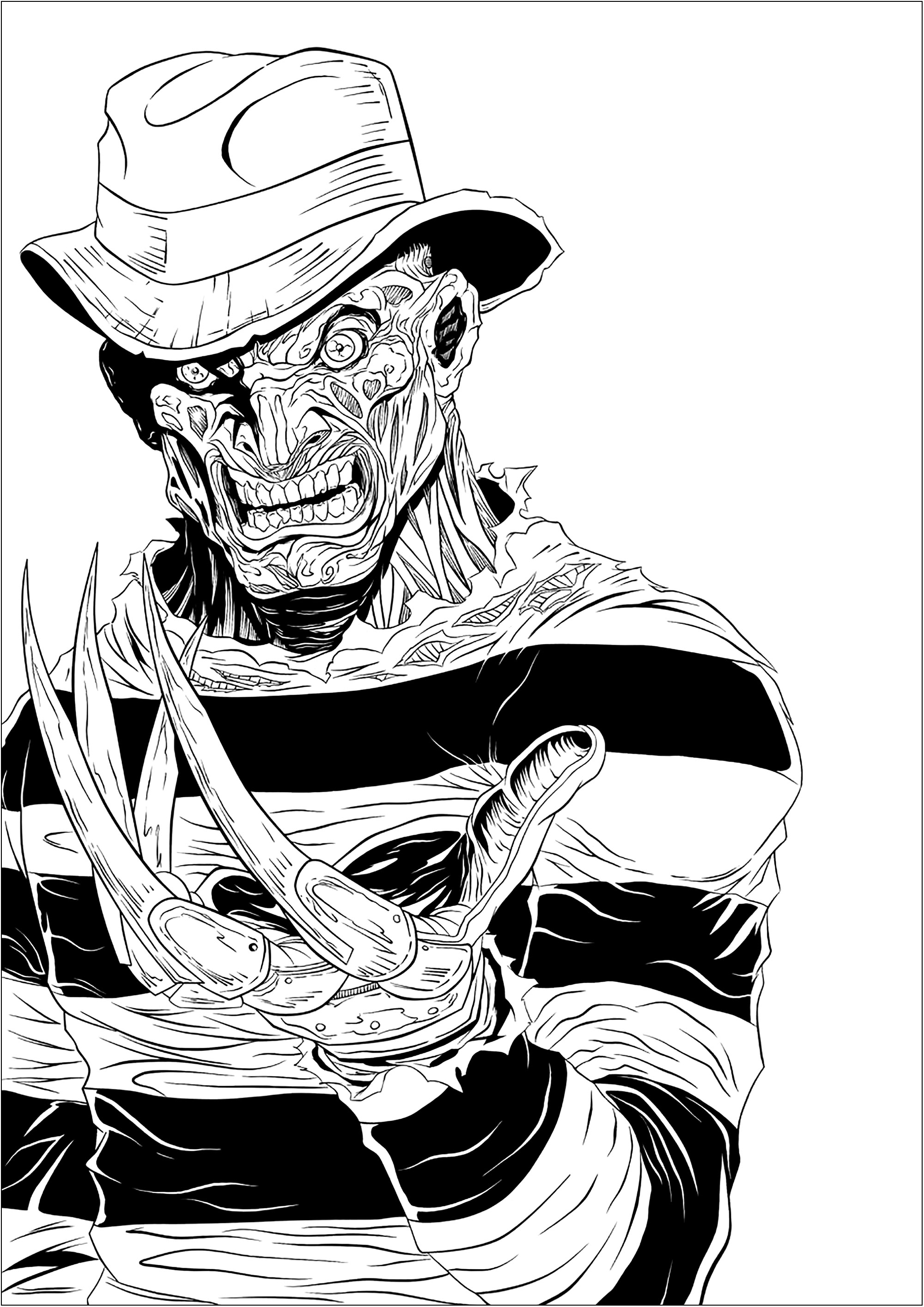 El terrorífico Freddy Krueger y sus afiladas garras, Artista : Digital Inkz