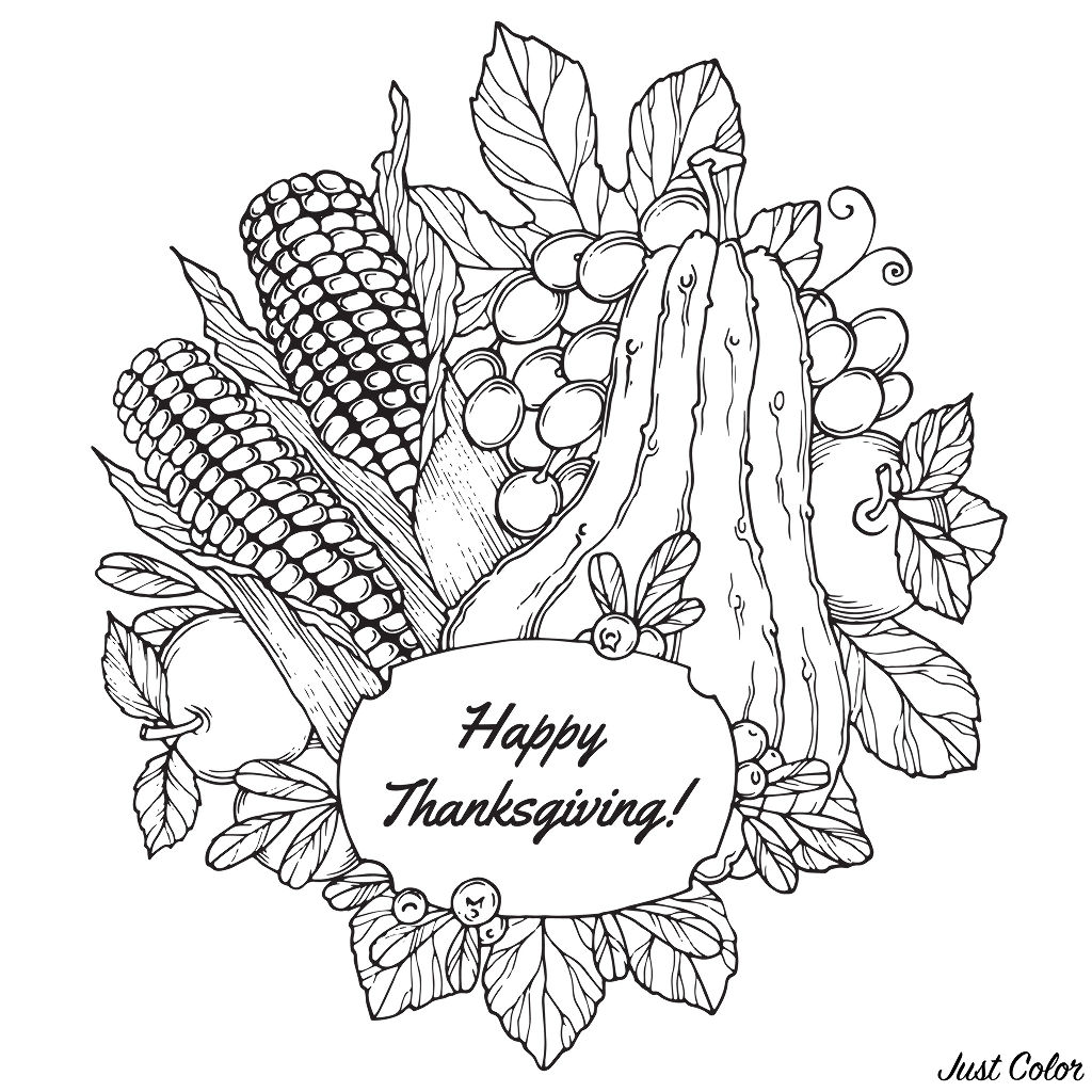 Colorear para adultos : Thanksgiving - 3