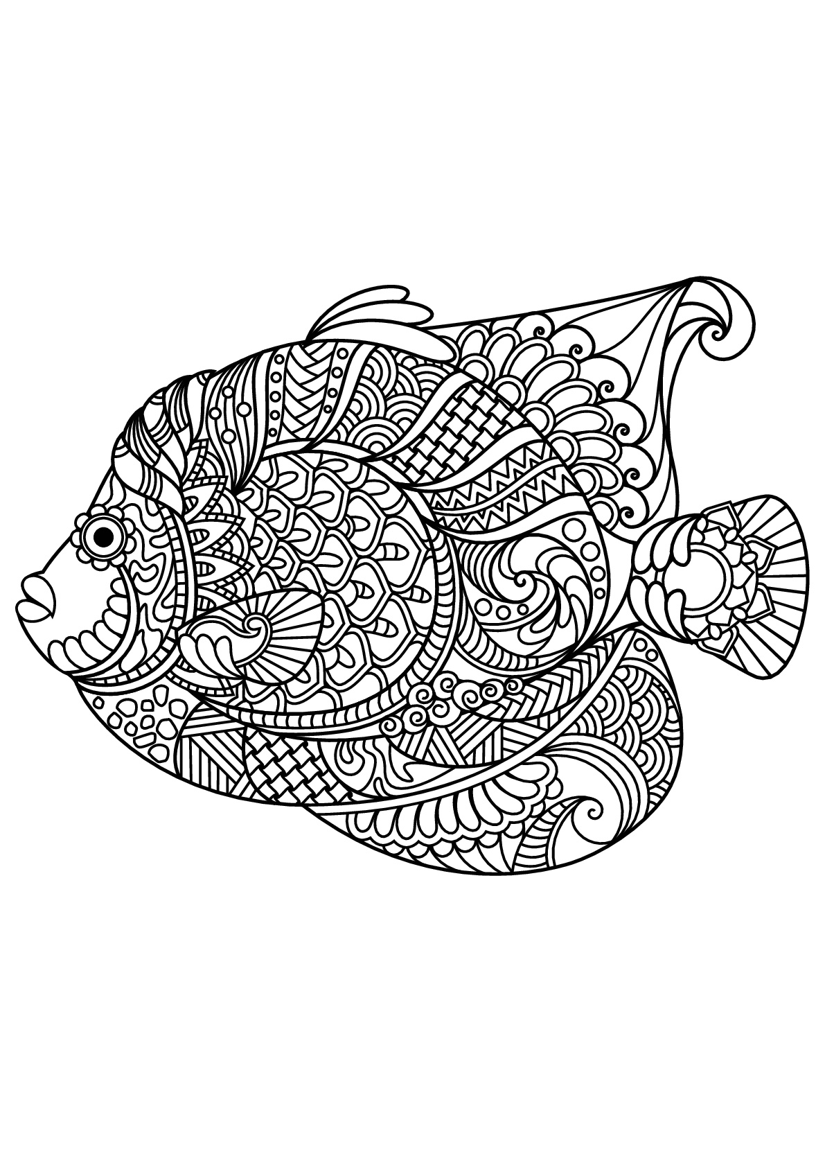 Colorear para adultos  : Peces - 10