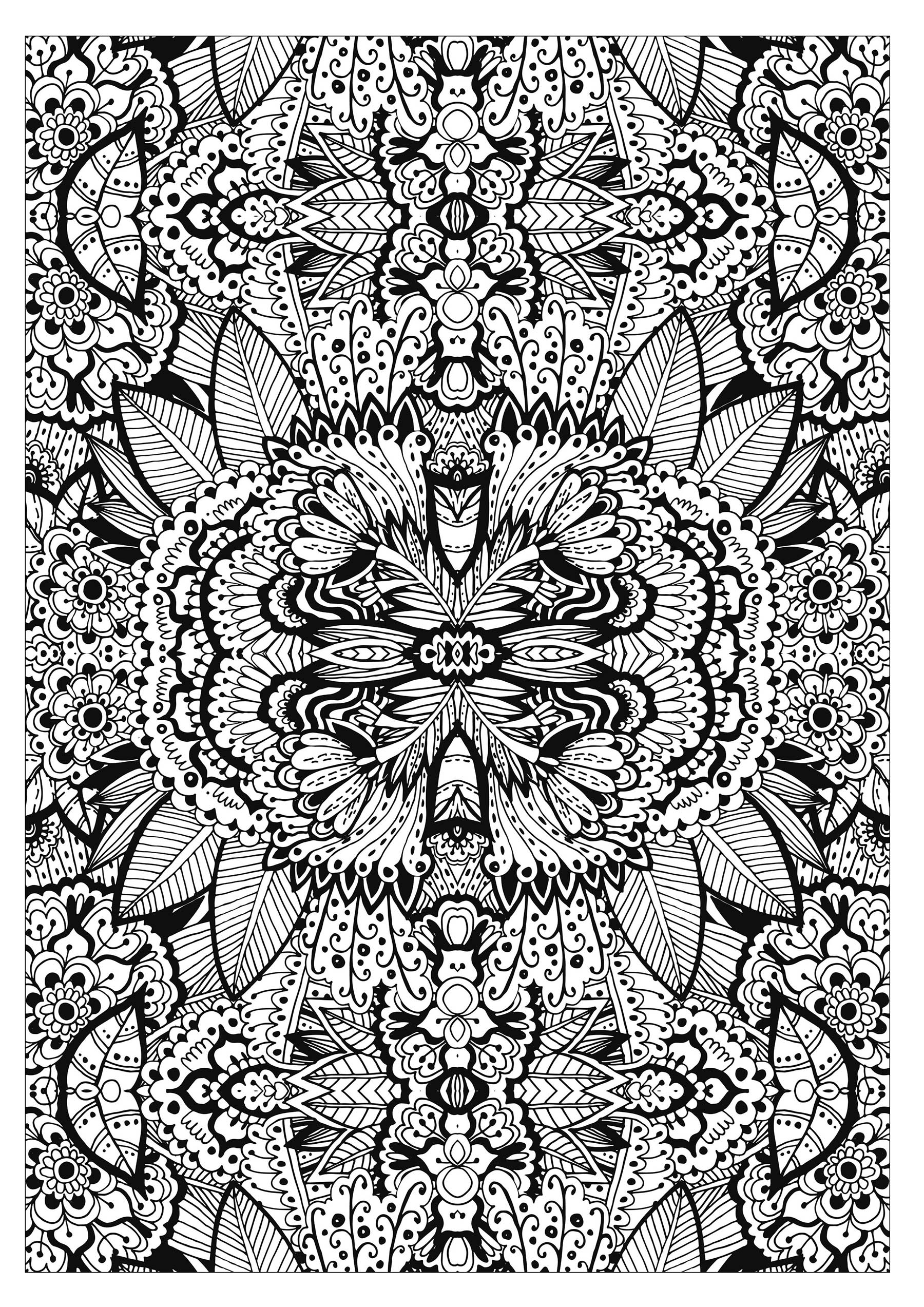 Colorear para adultos : Flores y vegetación - 67