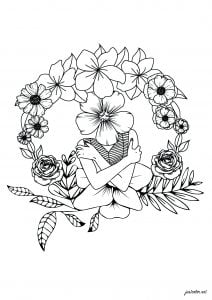 Mujer cabeza de flor (Página de Flores y vegetación  para imprimir)