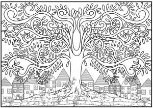 Árbol en lo alto de una colina (Página de Flores y vegetación  para imprimir)