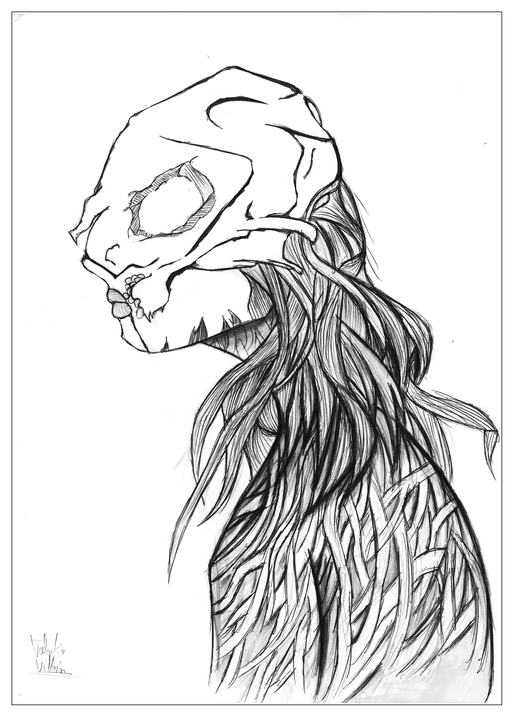 Página para colorear de un diablo en estilo manga / anime (Inclasificable)