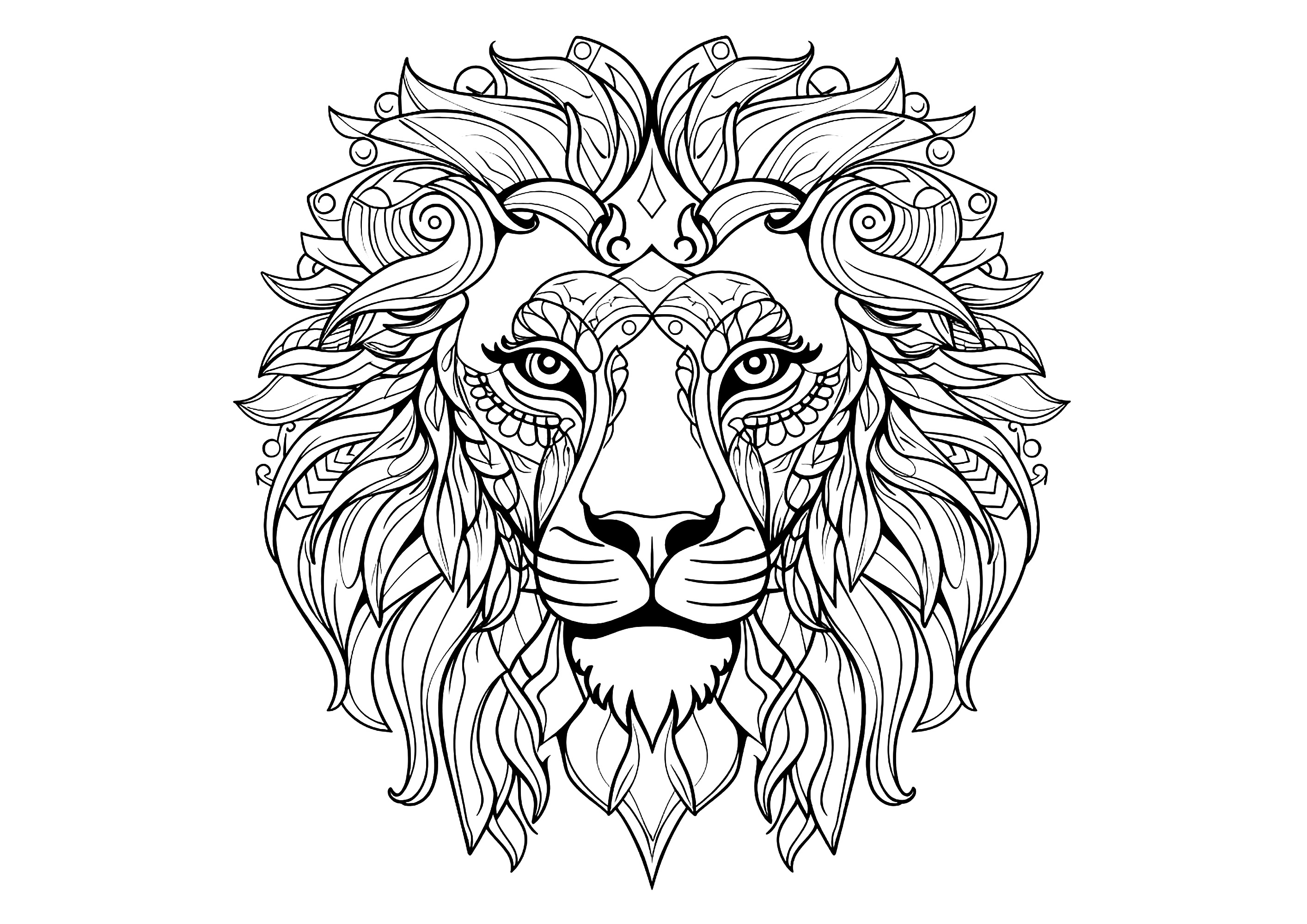Cabeza de león y bellos motivos