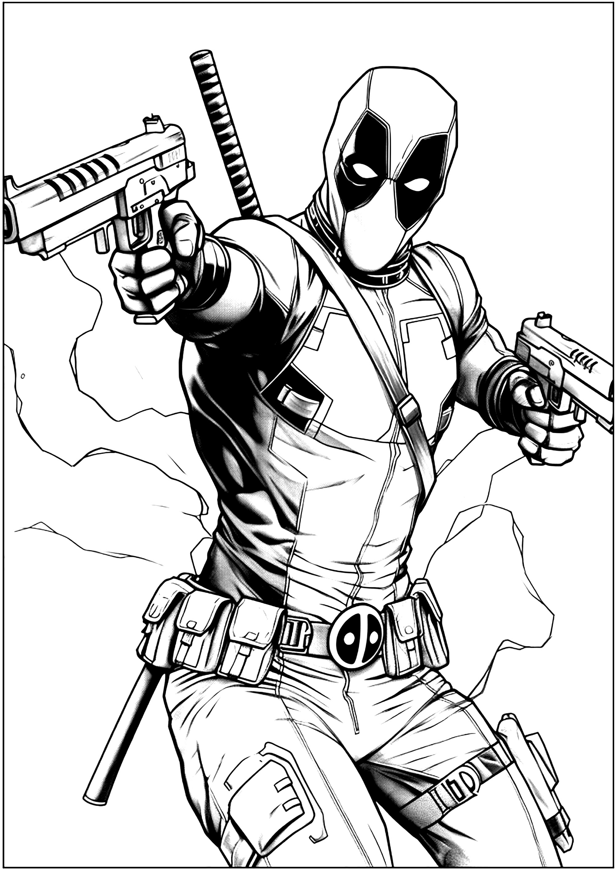 Deadpool en plena acción. Wade Wilson, un antiguo soldado de las Fuerzas Especiales, se ha convertido en mercenario. Tras someterse a un extraordinario experimento que acelera sus poderes curativos, se convierte en Deadpool.