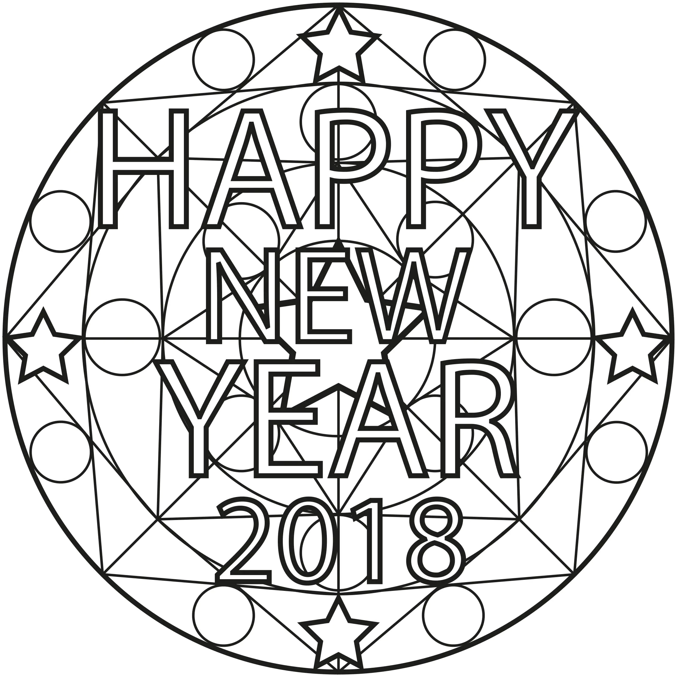 Mandala año nuevo (Página para imprimir para adultos)
