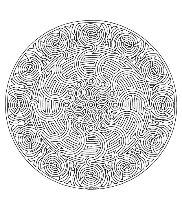 Laberinto y mandala celta (Página para imprimir para adultos)