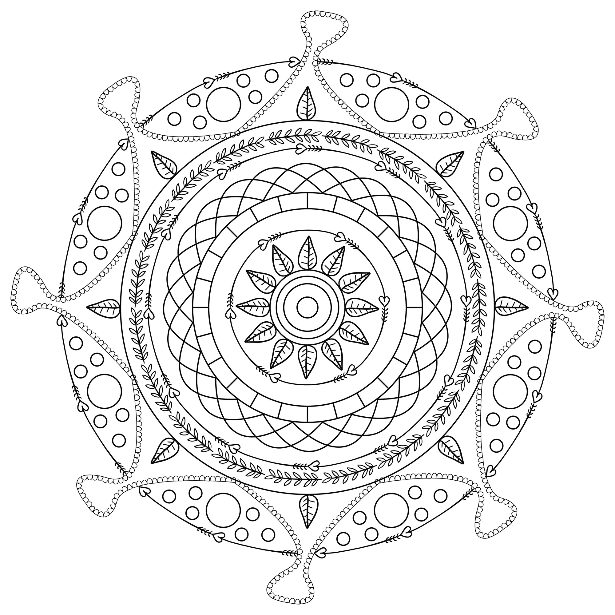 Mandala circular hipnótico (Página para imprimir para adultos)