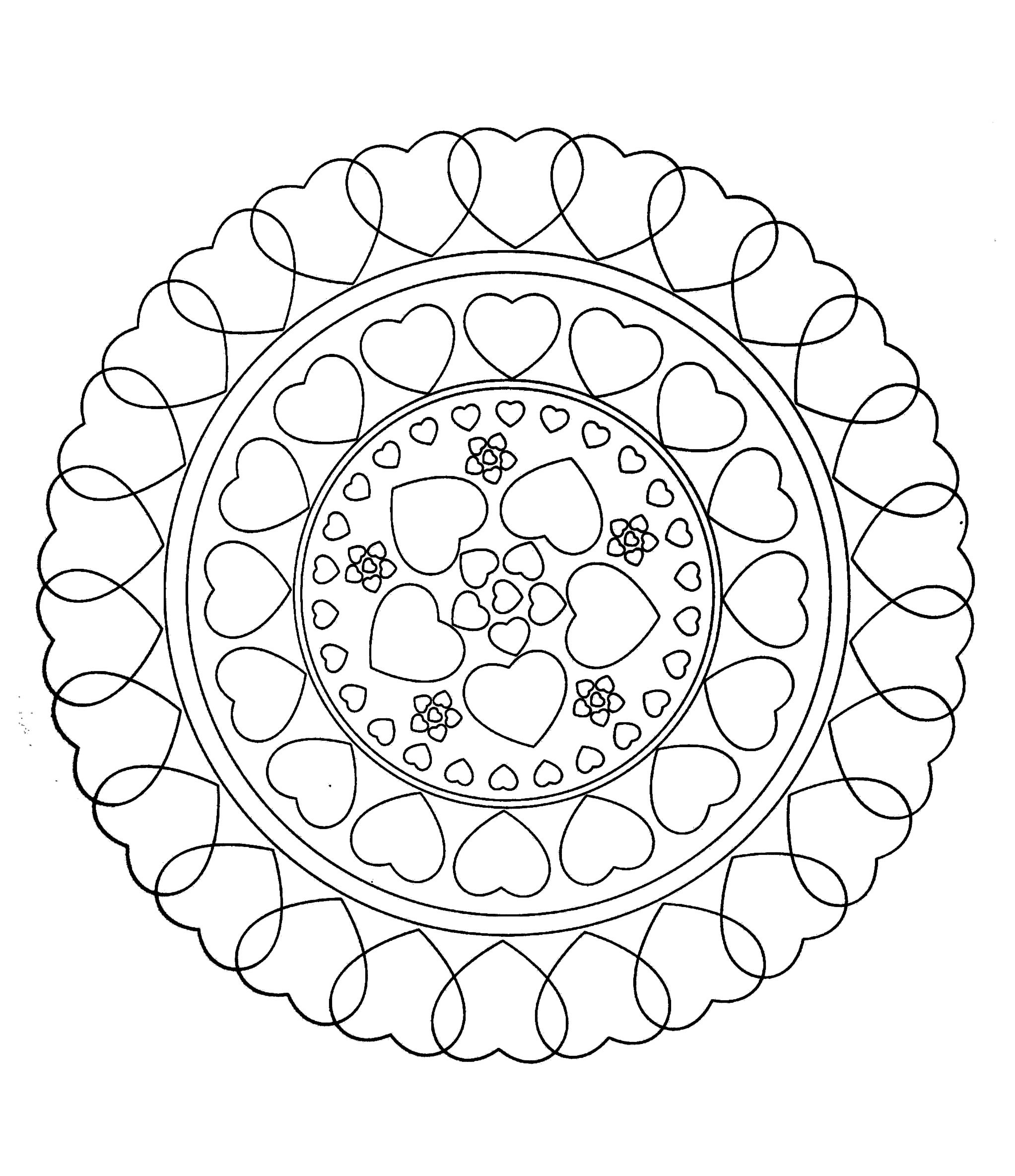 Página de para imprimir : Gratis-mandala-para-colorear-:-corazones-amorosos Página de para imprimir para adultos : Gratis-mandala-para-colorear-:-corazones-amorosos
