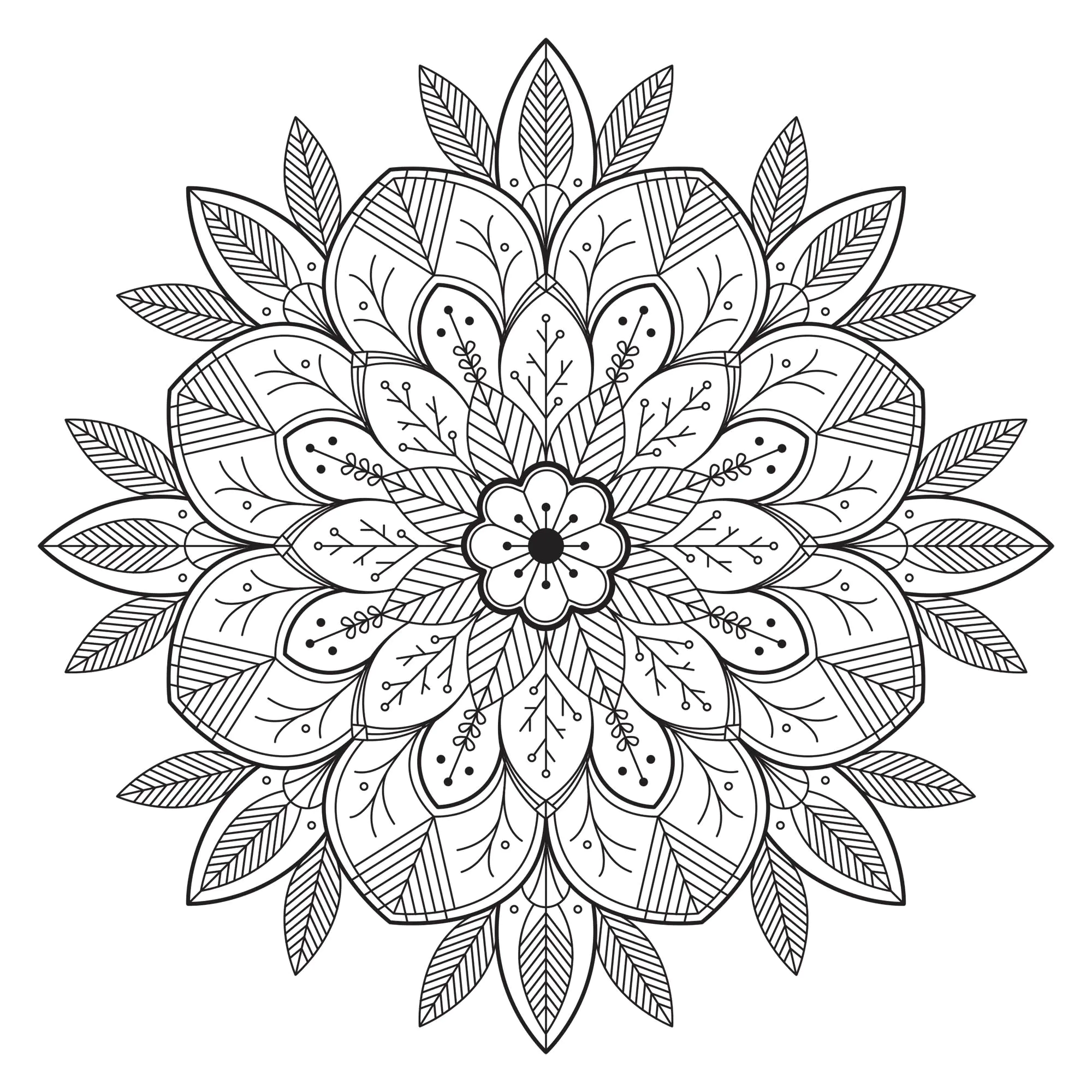 Simple floral mandala (Página para imprimir para adultos)