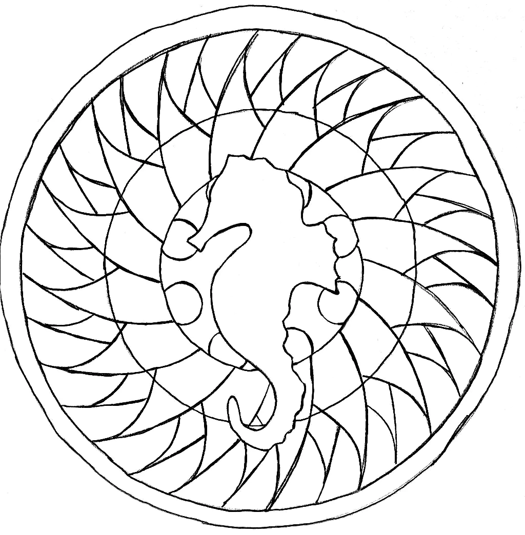 Lindo caballito de mar (Página de Mandalas para imprimir para adultos)