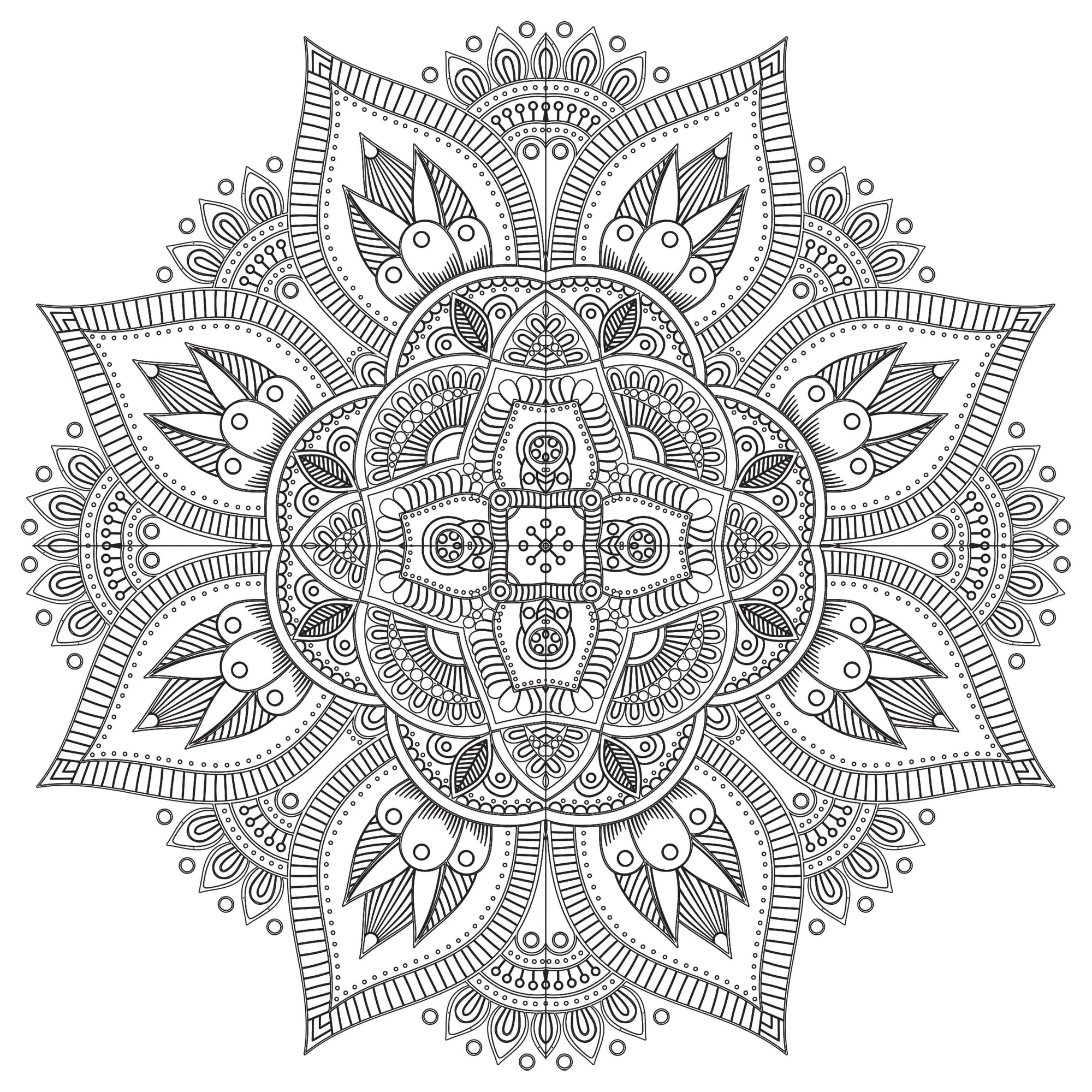 Mandala zen y antiestrés - 7 (Página para imprimir para adultos)