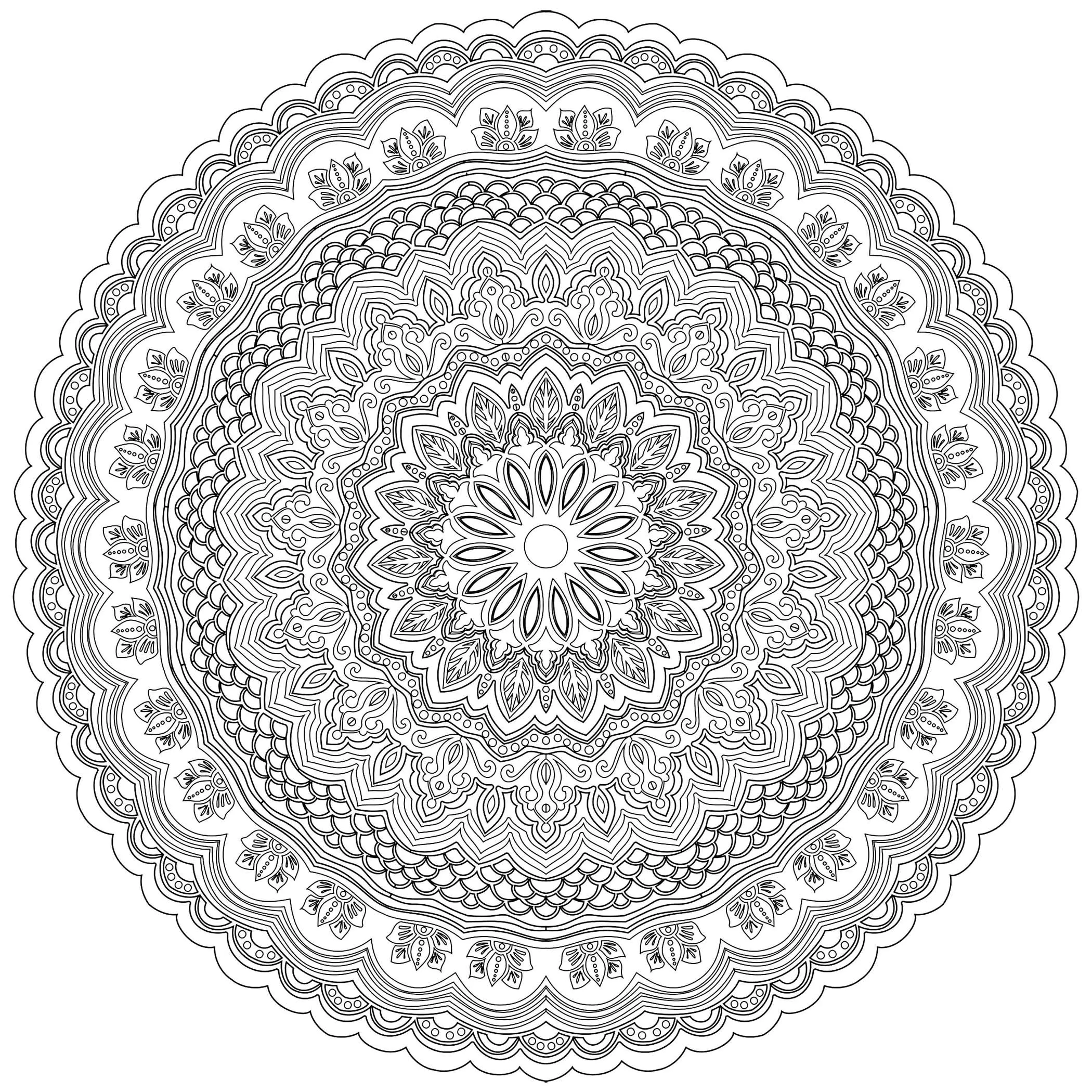 Mandala zen y antiestrés - 10 (Página para imprimir para adultos)