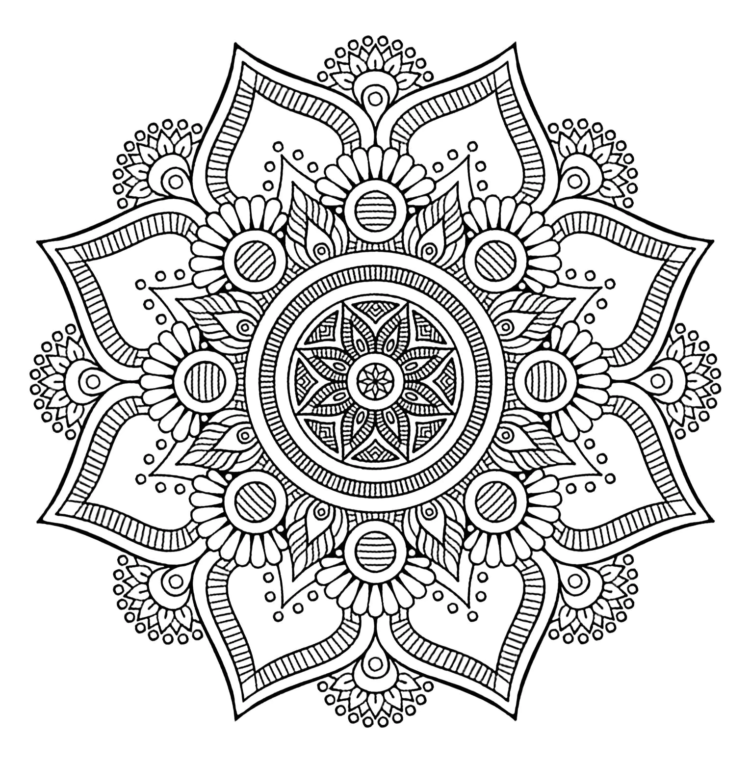 La gran flor (Página de Mandalas para imprimir para adultos)