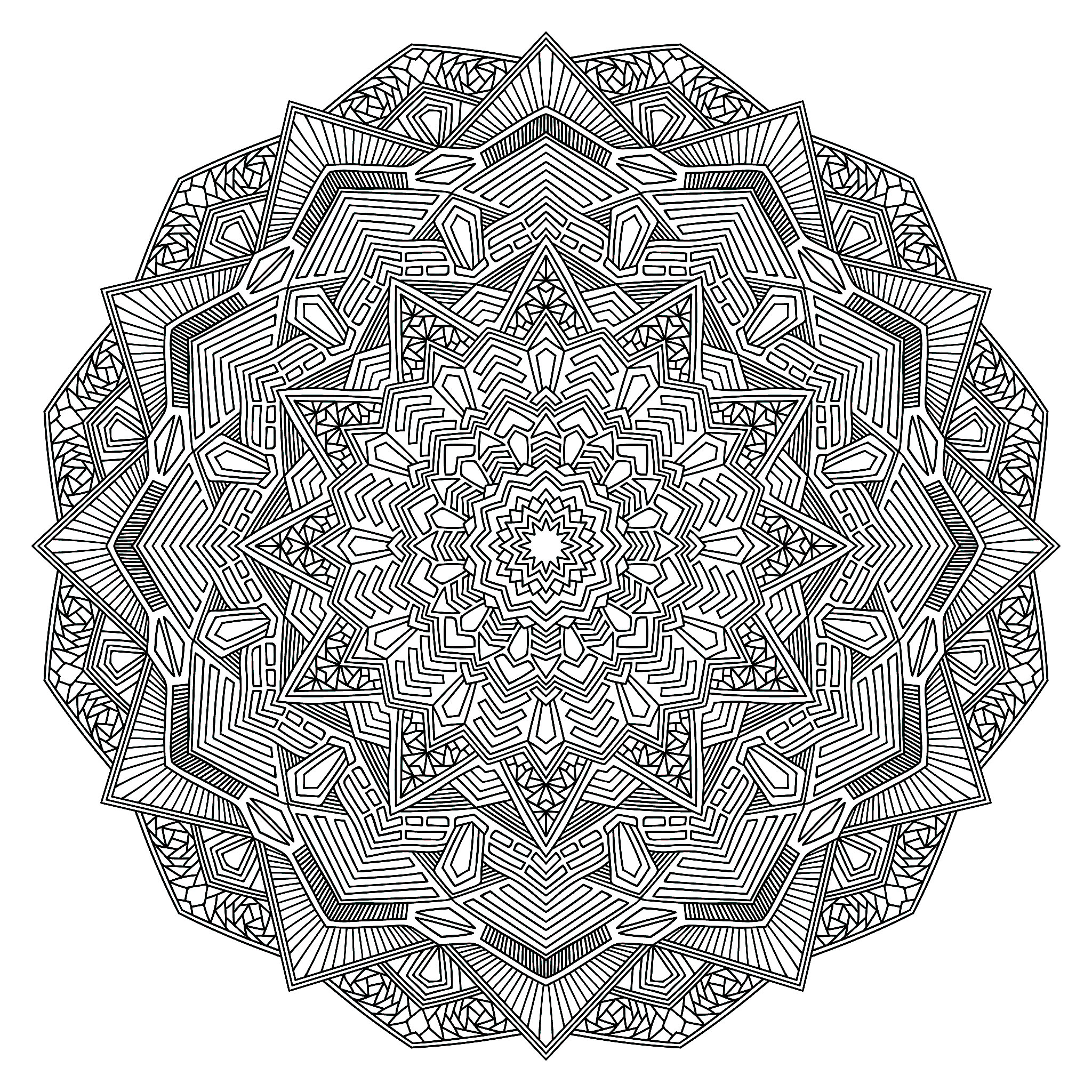 Contorno Mandala Flor para colorear. Mandala negro intrincado, Origen : 123rf   Artista : amovitania