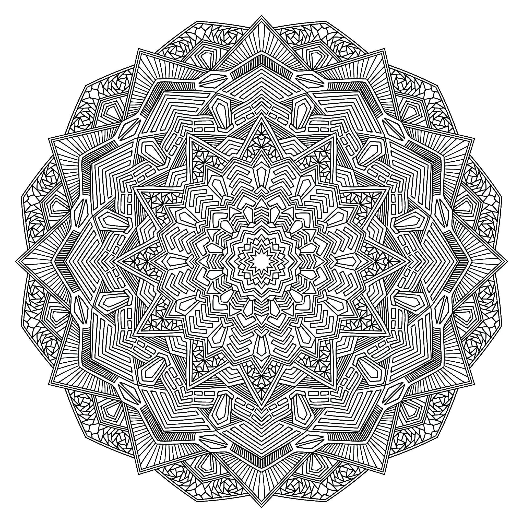 Contorno Flor Mandala (Página para imprimir para adultos)
