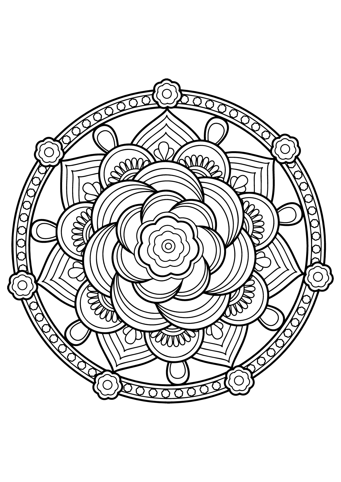 Mandala con motivos florales de Free Coloring book for adults