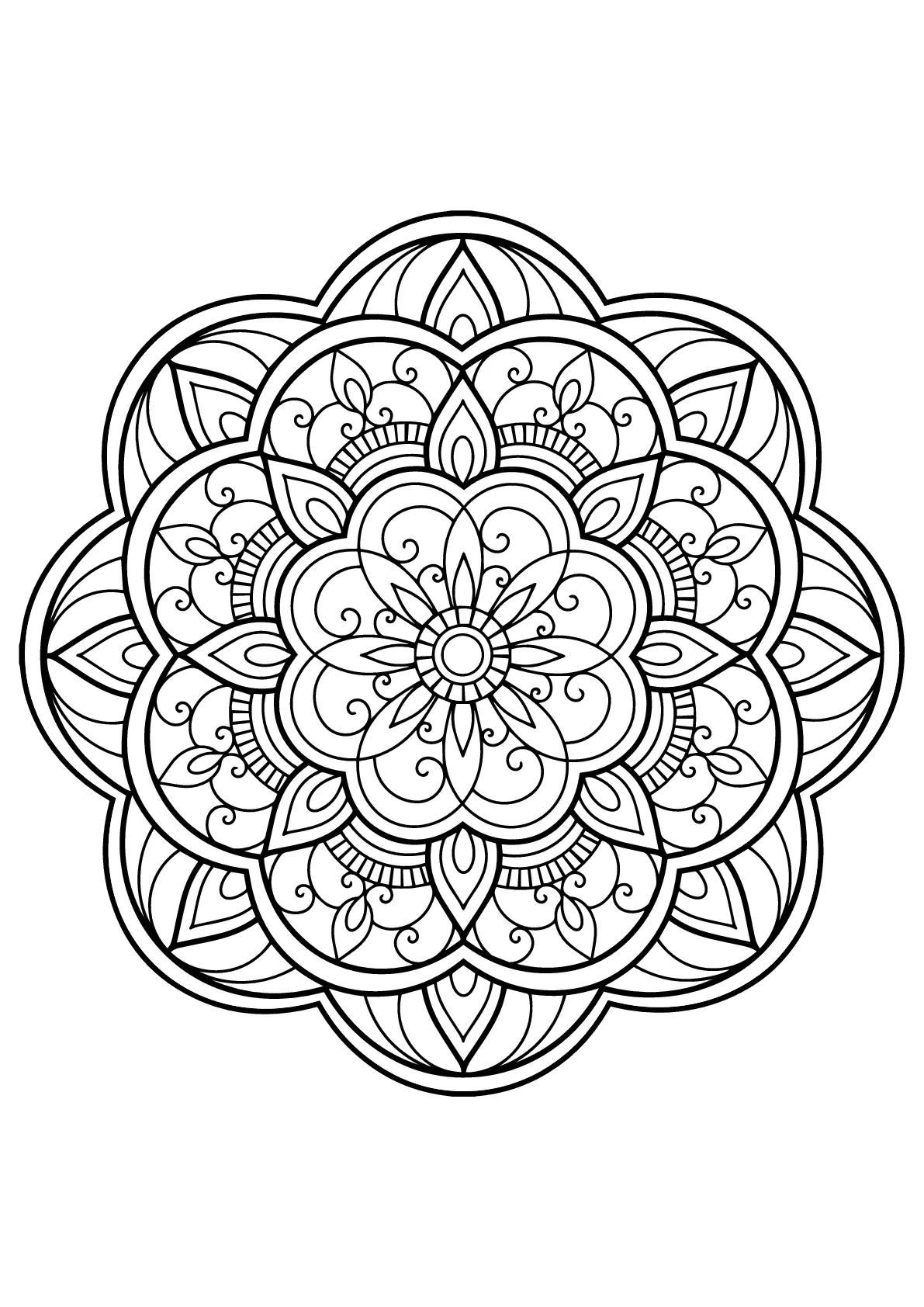 Mandala de un libro gratuito para colorear