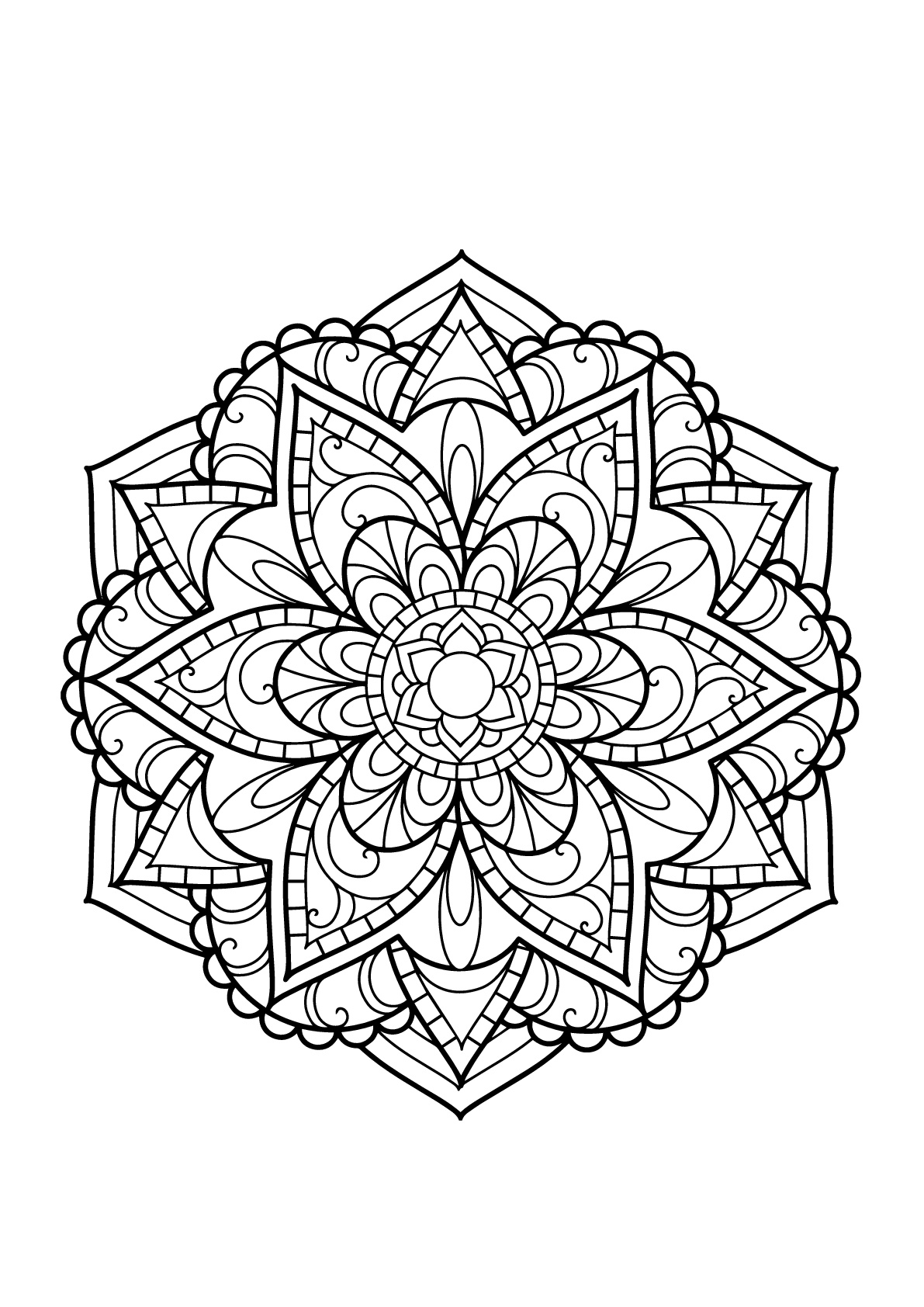 Mandala de un libro gratuito para colorear