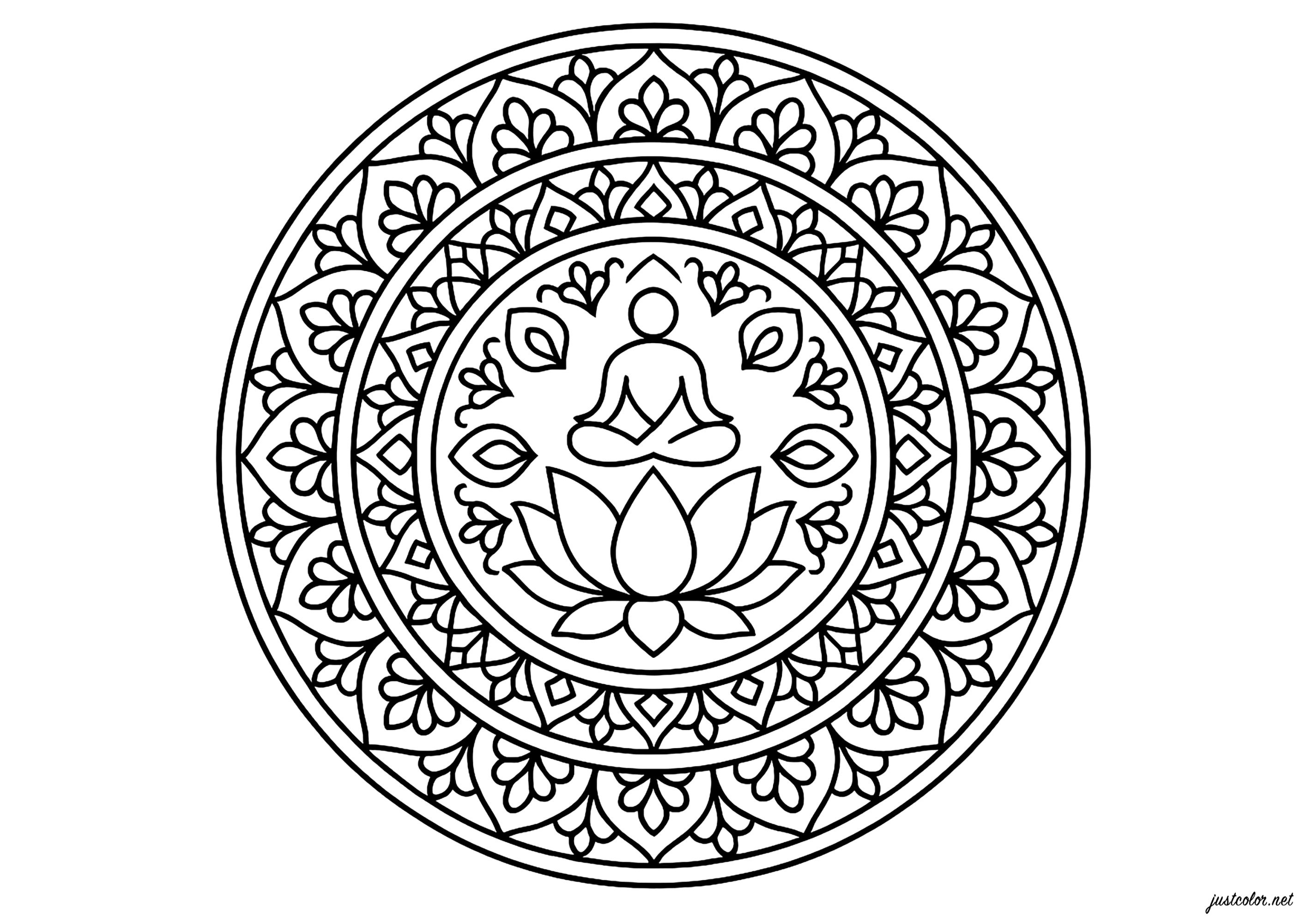Simetría del mandala equilibrio (Página para imprimir para adultos)