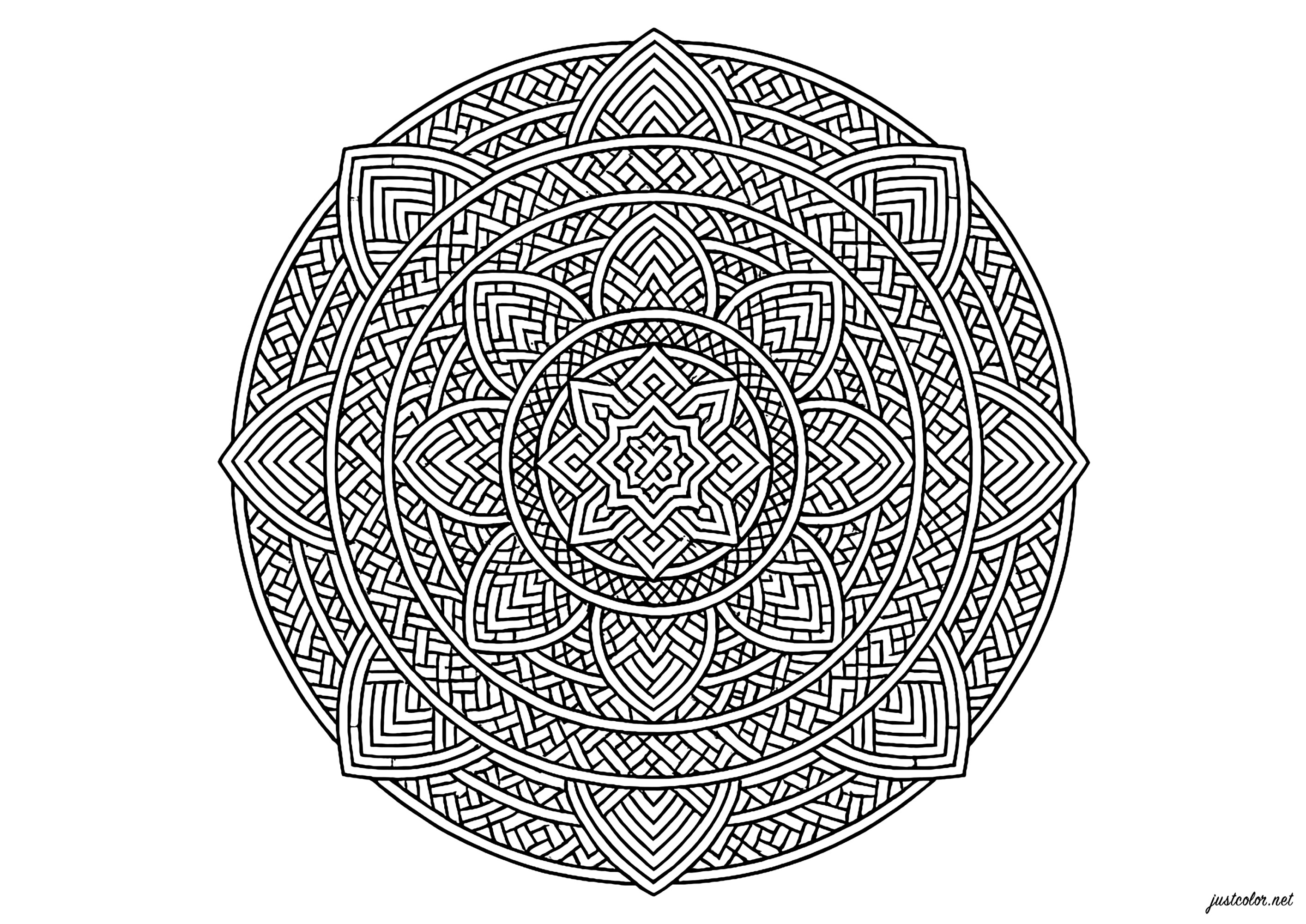Increíblemente complejos mandalas (Página para imprimir para adultos)