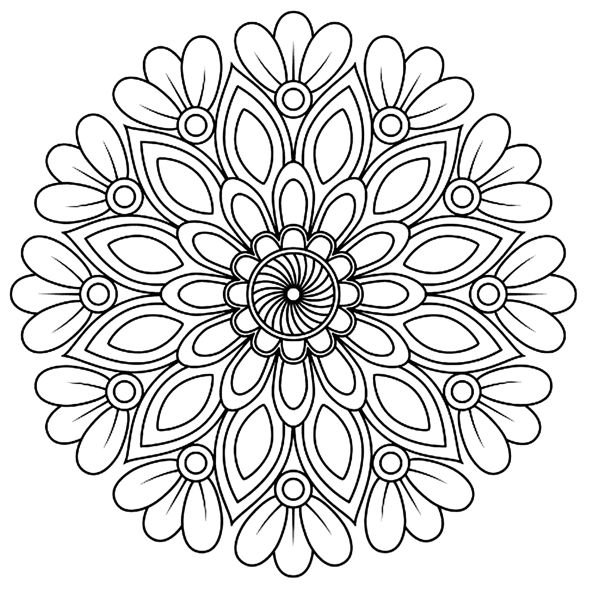 Mandala sencillo de plantas con hojas (Página para imprimir para adultos)