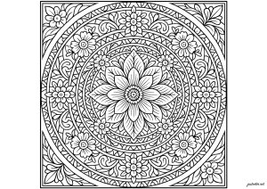 Mandala Floral Complejo (Página para imprimir)