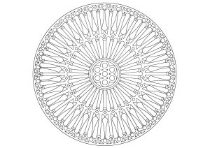 Página de Mandalas para imprimir para adultos : Rosace inspirado en las catedrales (sencillo)
