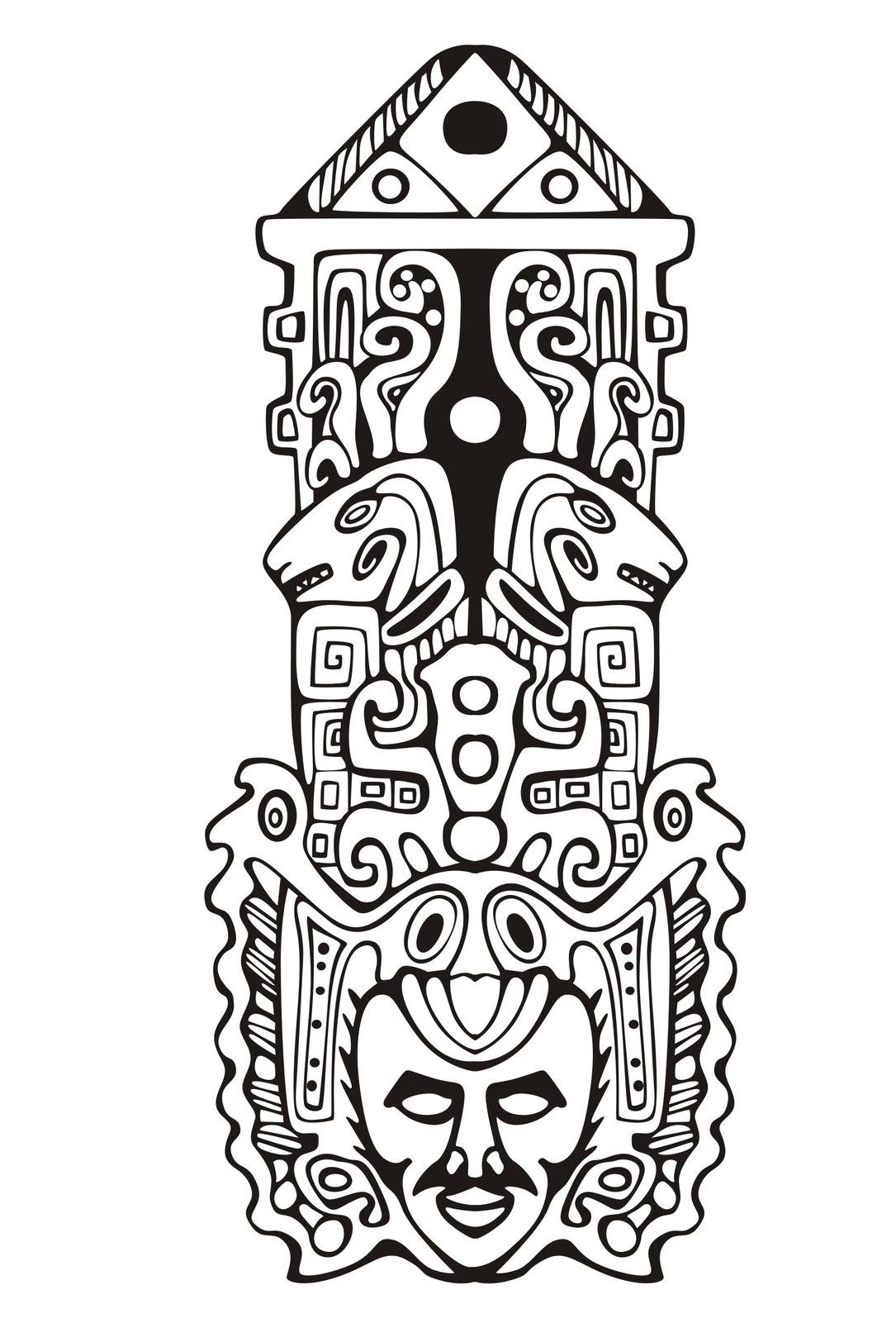Colorear para adultos : Mayas, Aztecas e Incas - 12, Artista : Rocich   Origen : 123rf