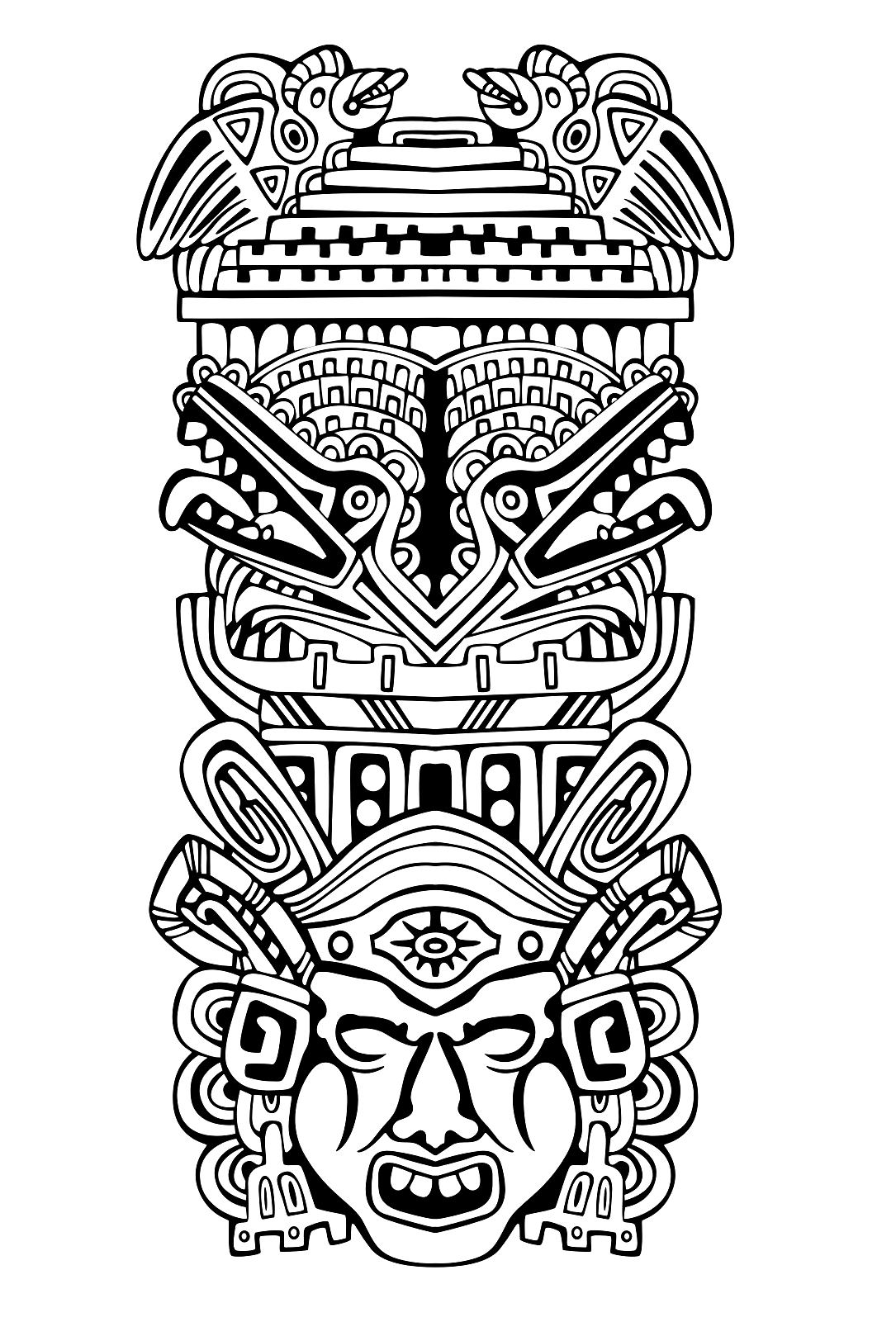 Colorear para adultos : Mayas, Aztecas e Incas - 9, Artista : Rocich   Origen : 123rf