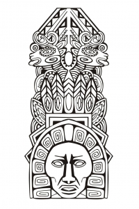 Coloring adult totem inspiration inca mayan aztec 5