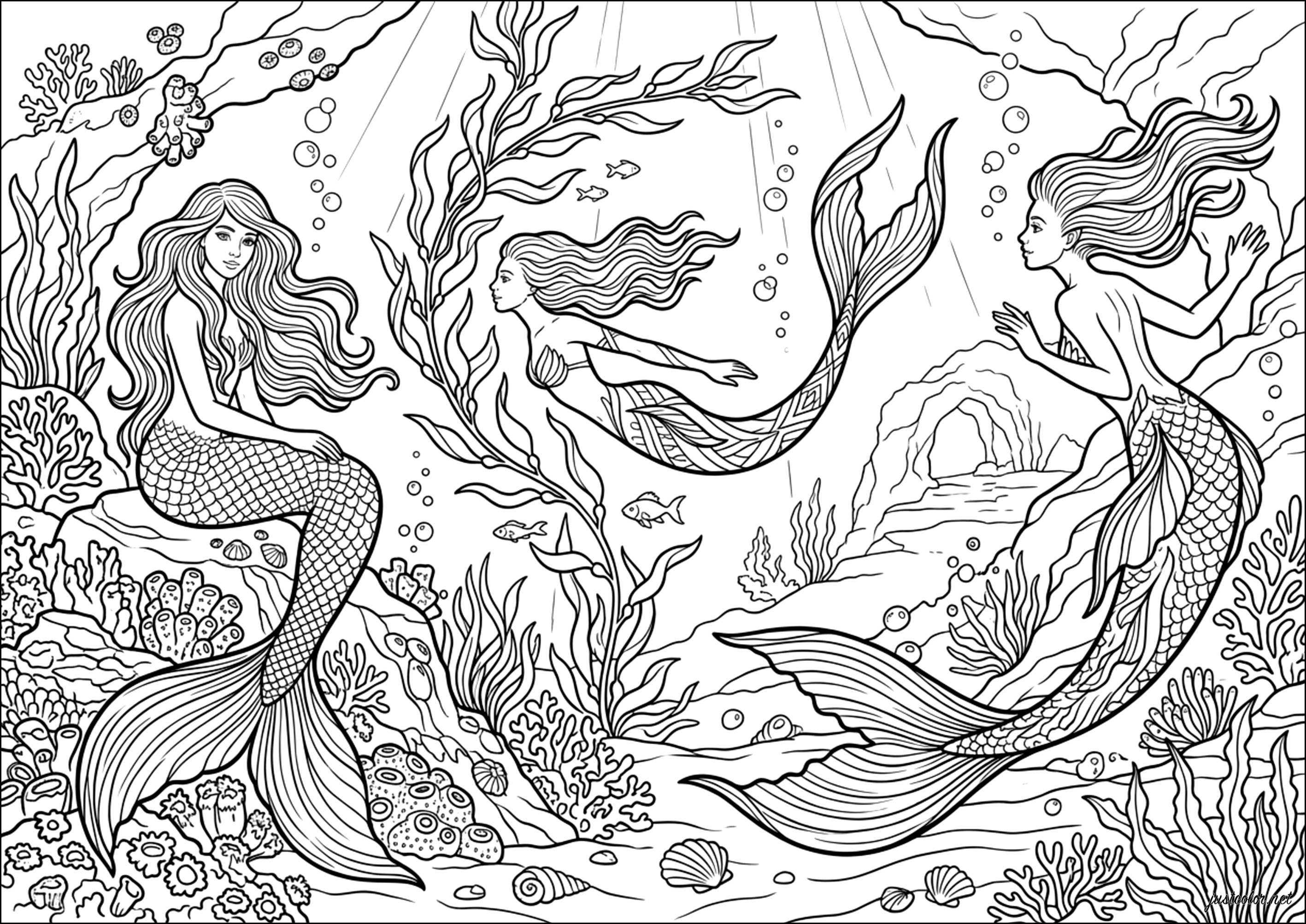 Sirenas en Armonía (Página para imprimir para adultos)