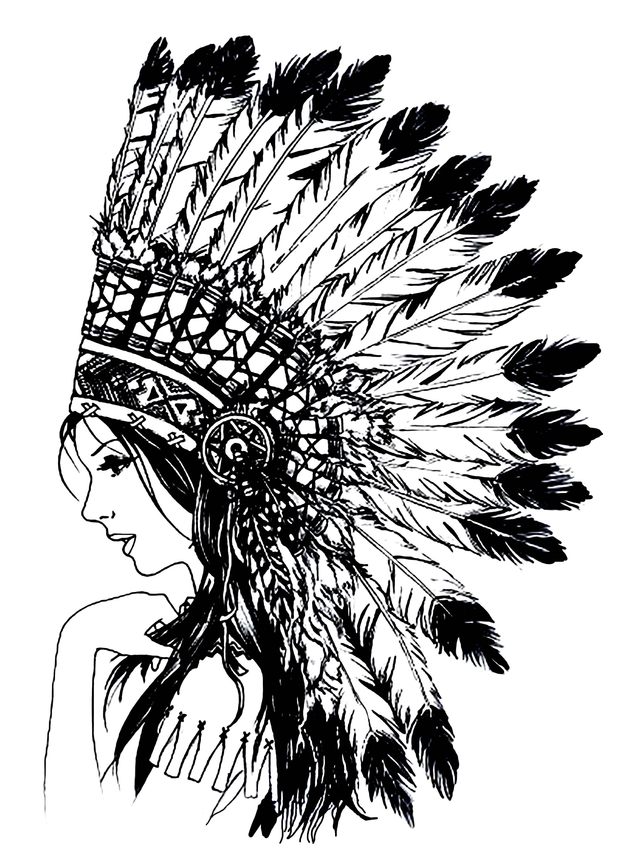 Colorear para adultos : India de América - 1, Artista : Art'Isabelle Colorear para adultos : India de América - 1, Artista : Art'Isabelle