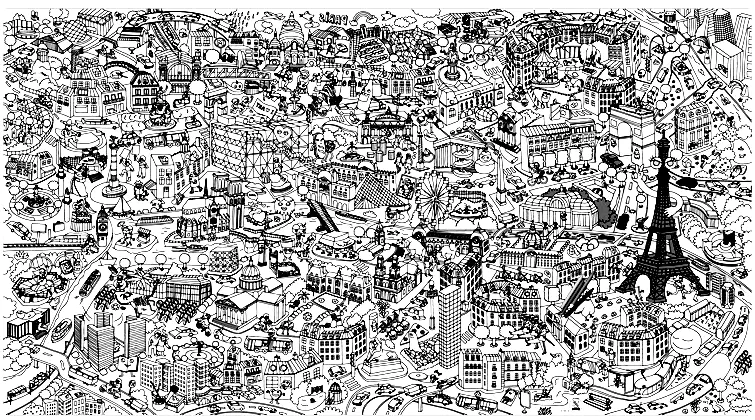 La ciudad de la luz (Página de Paris para imprimir para adultos)