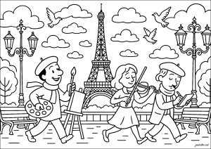 Desfile de Artistas en París (Página para imprimir)