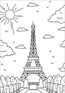 Página de para imprimir para adultos : La Torre Eiffel en París