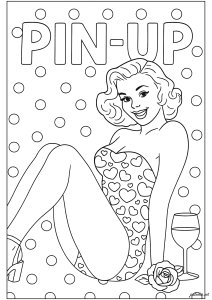 elegancia retro (Página de Pin-up de los años 50  para imprimir)