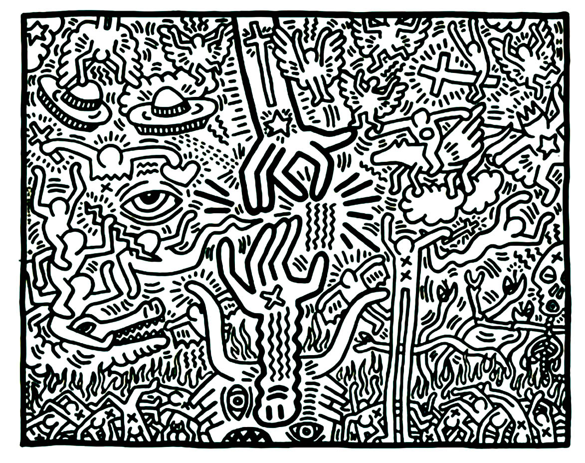 Las famosas figuras simplistas del pintor moderno Haring¡De ti depende elegir los colores más POP para darles vida!