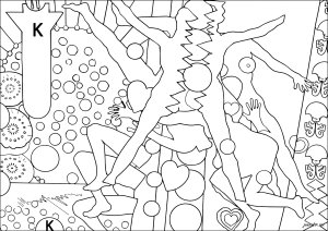 Pop y autorretrato geométrico de Kiki Kogelnik (1964) (Página de Pop Art  para imprimir)