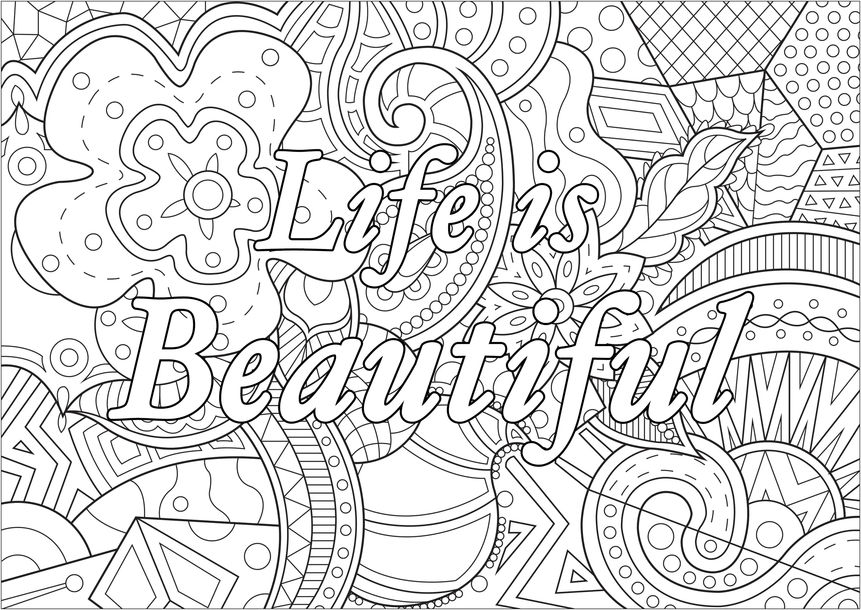 La vida es bella (Página de Citas para imprimir para adultos)