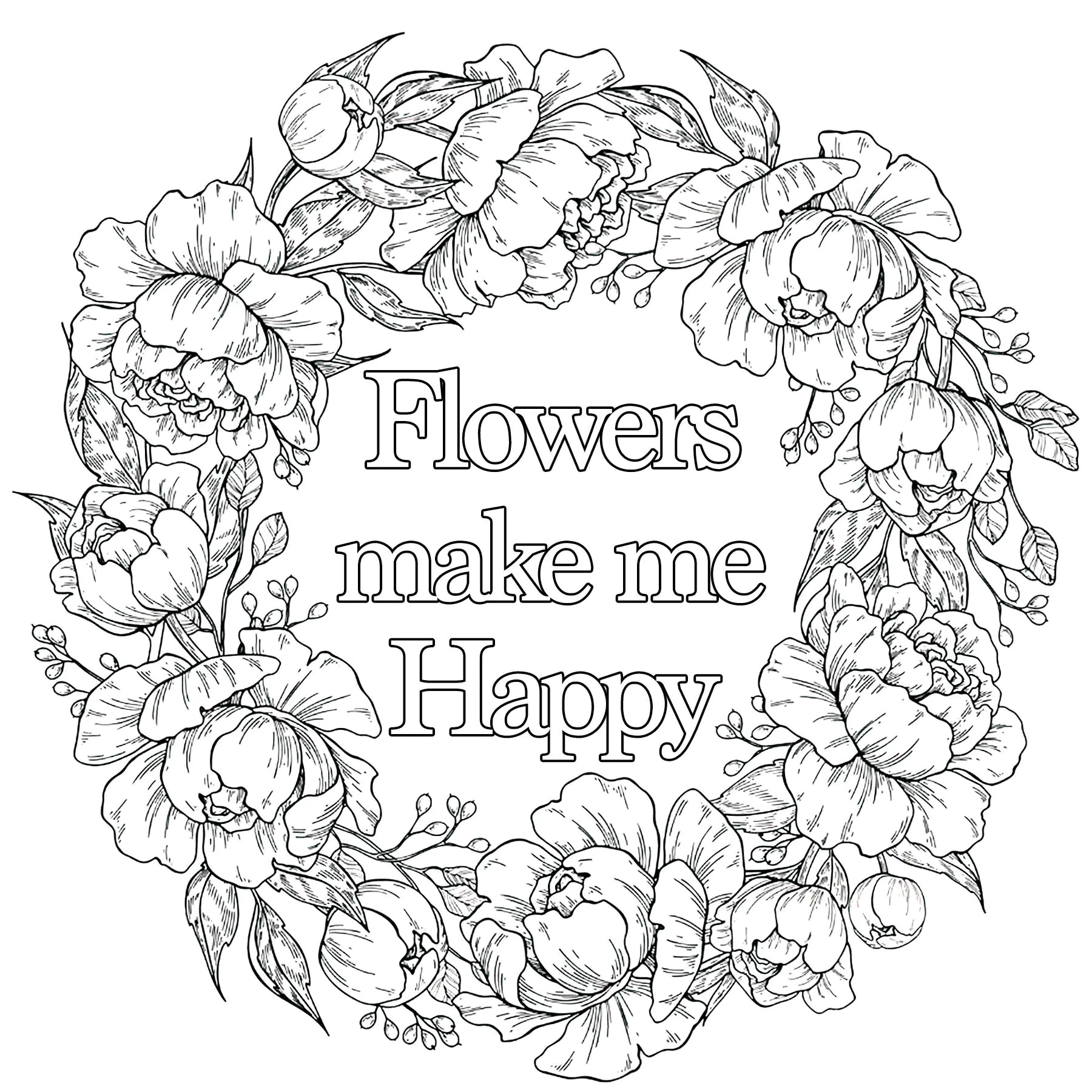 Las flores me hacen feliz (Página de Citas para imprimir para adultos)
