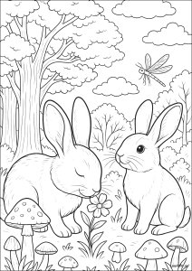 Un encuentro silvestre (Página de Conejos  para imprimir)