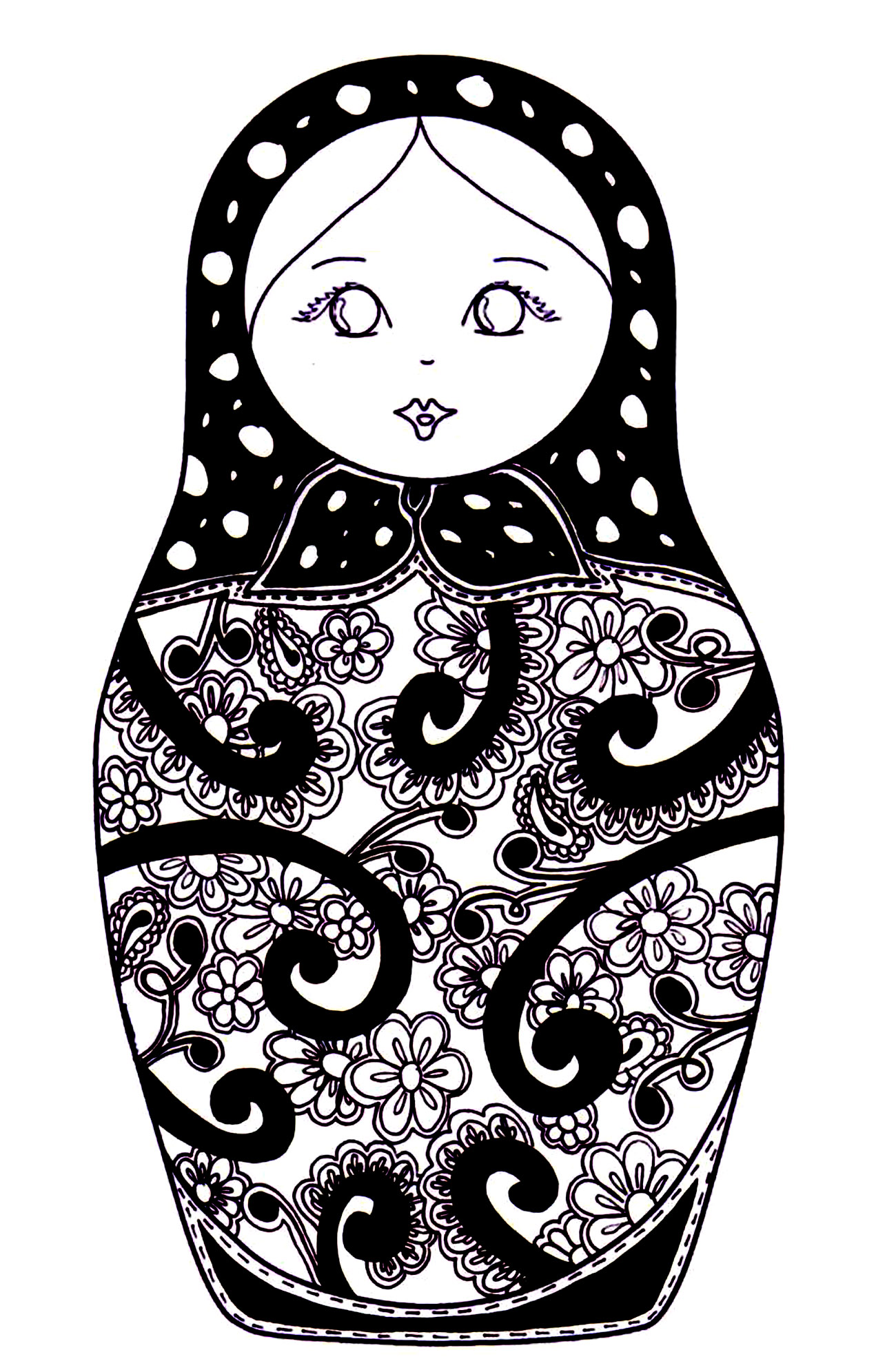 Colorear para adultos : Muñecas Rusas - 5 Colorear para adultos : Muñecas Rusas - 5